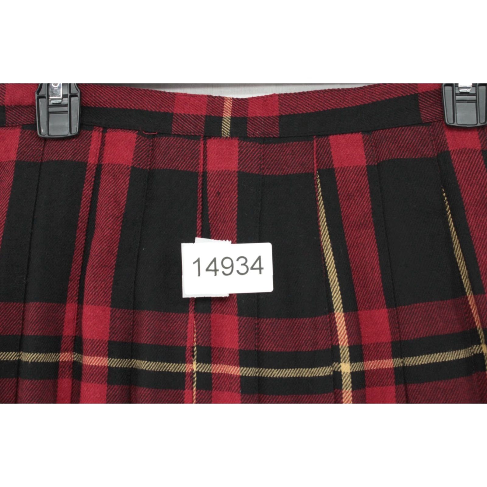 Etro Lauren Wood VTG Yes Vintage Skirt Women 16 Red Black Tartan Plaid Pleat School Classic Retro 16" Midi Size 38" / US 16 / IT 52 - 6 Thumbnail