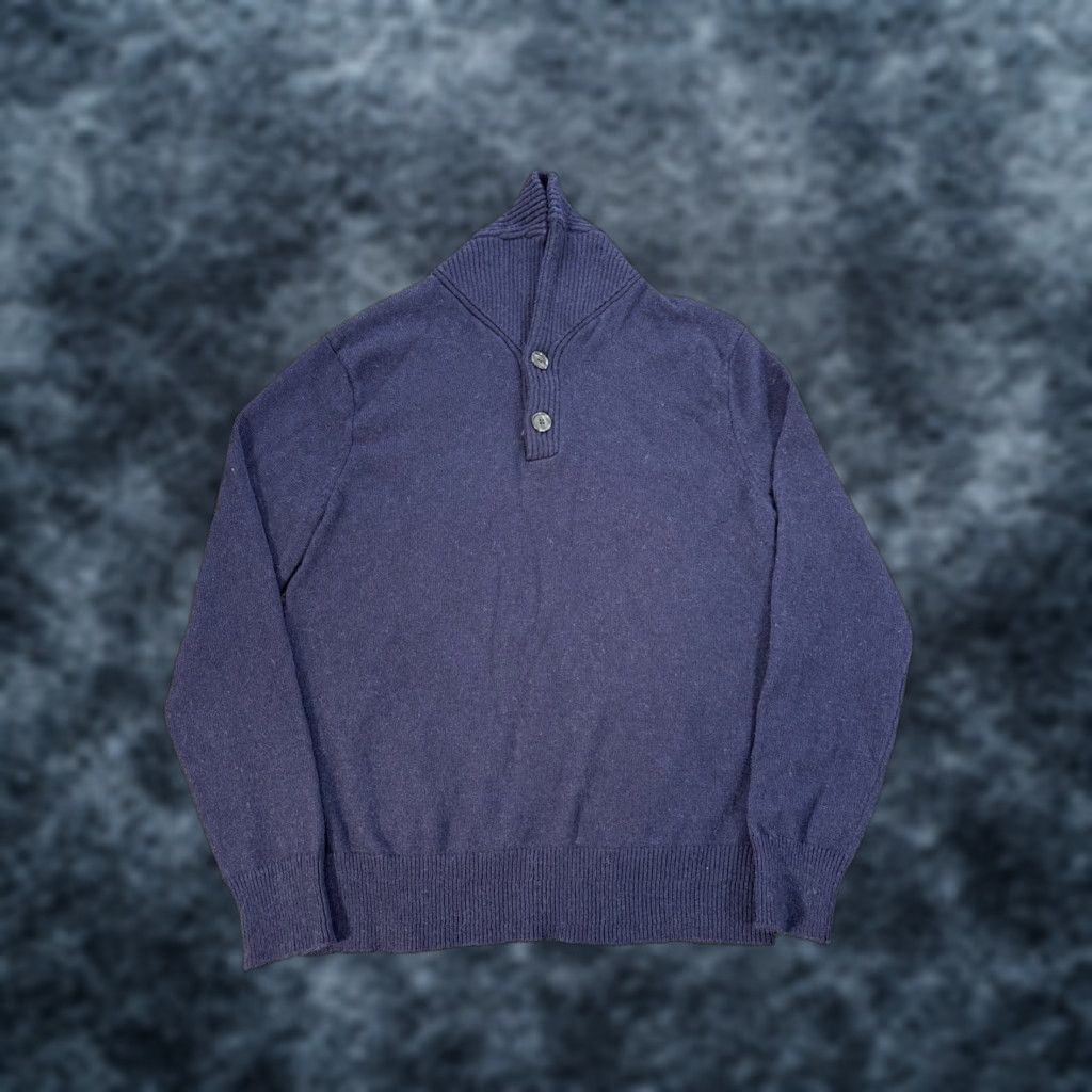 J.Crew J.Crew Sweater Mens M Blue 100% Lambswool Button Shawl Collar Pullover Knit Ribbed Seasonal Golf Hiking Walking Leisure Mens Size US M / EU 48-50 / 2 - 1 Thumbnail