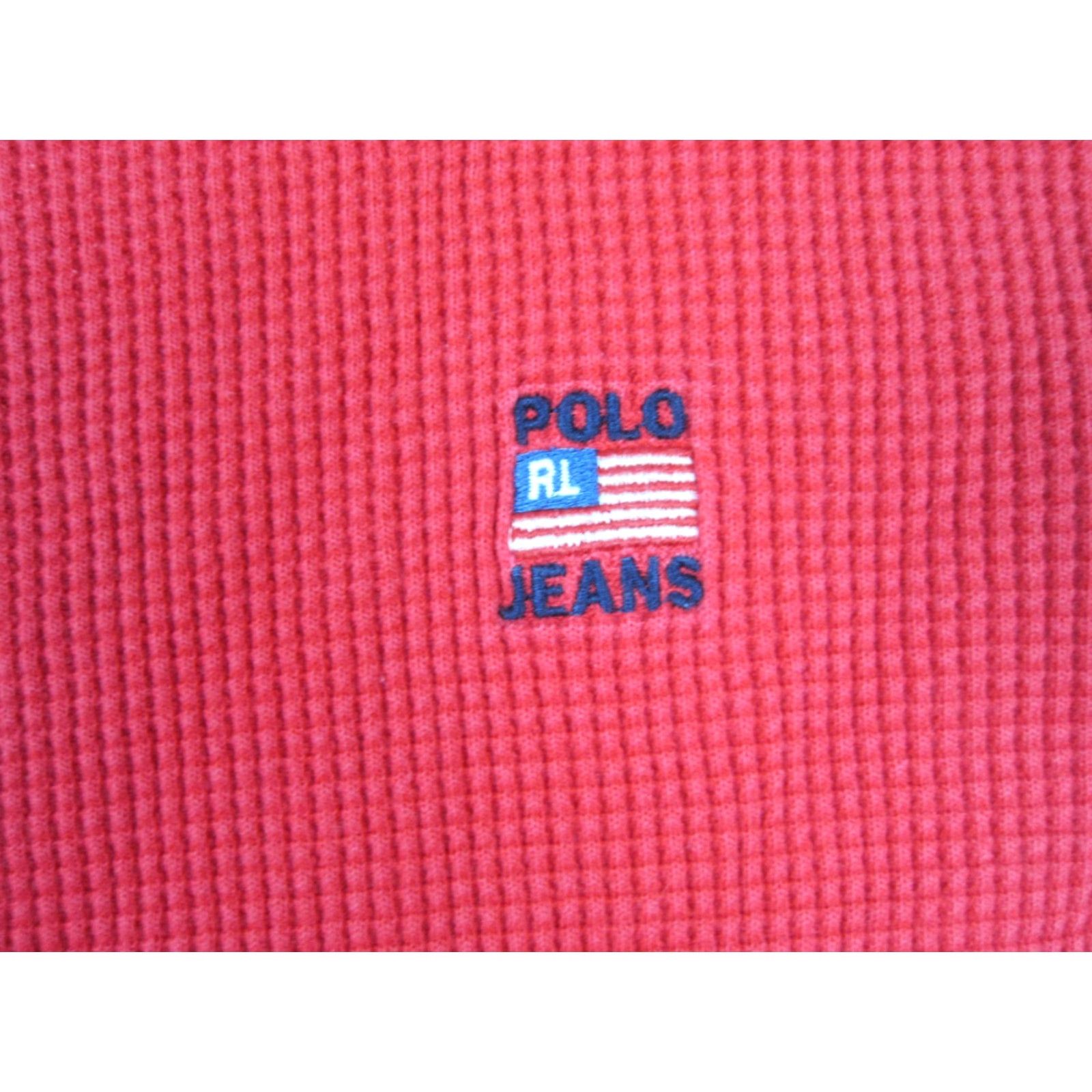 Polo Ralph Lauren VINTAGE Ralph Lauren Polo Jeans Thermal Shirt Mens S Red Knit 90s Polo Jeans Shirts Size US S / EU 44-46 / 1 - 3 Thumbnail