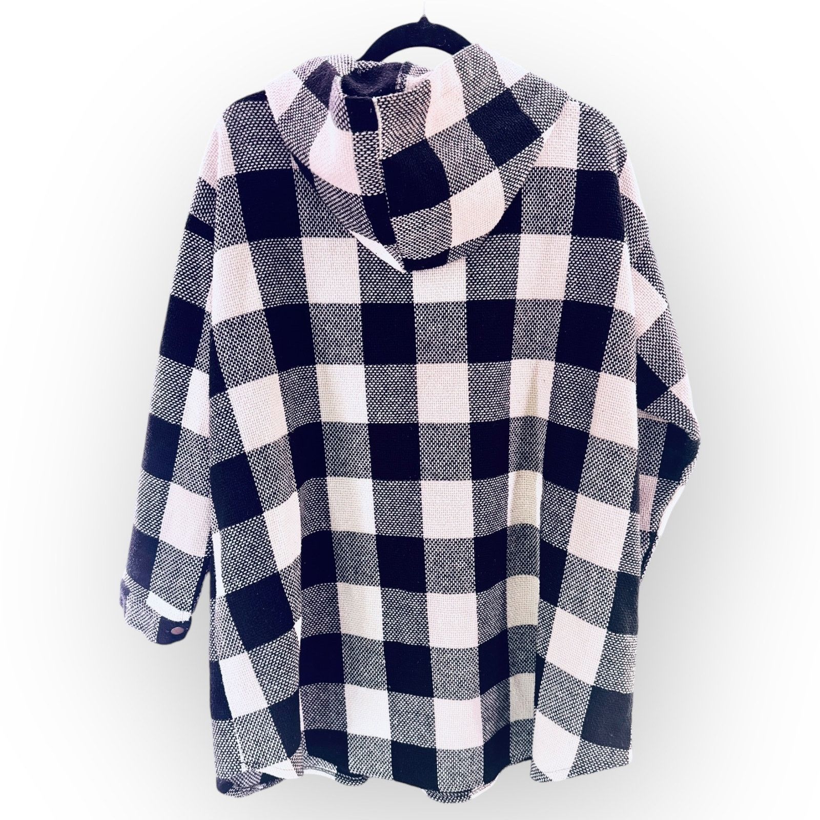 Other Hooded Oversized Shacket Jacket Black White Plaid Women’s S Size S / US 4 / IT 40 - 4 Thumbnail
