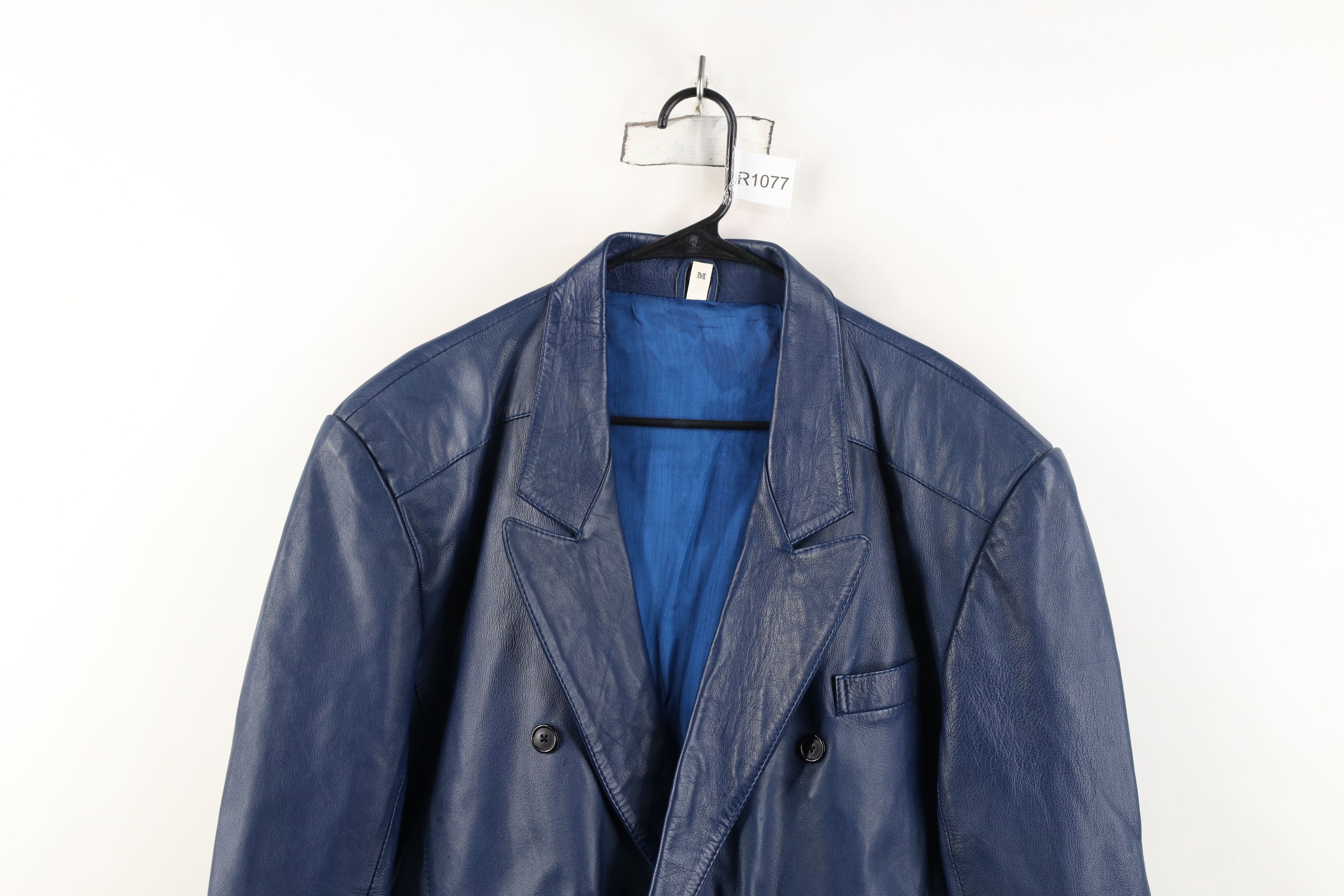 Vintage Vintage 90s Streetwear Leather Suit Coat Blazer Jacket Blue Size US M / EU 48-50 / 2 - 2 Thumbnail