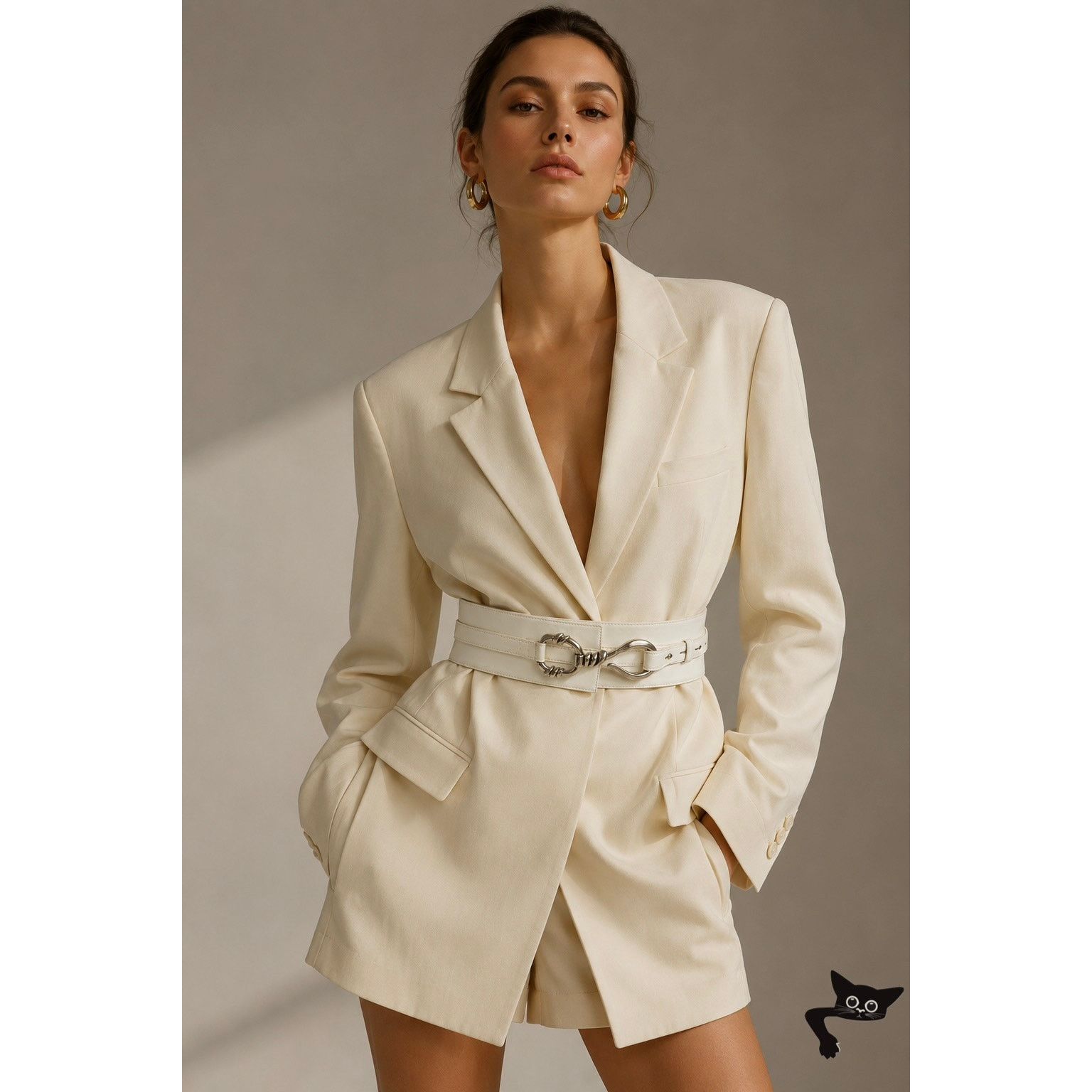 Alexander McQueen Ivory Calf Leather Wide Hook Waist Belt Alexander McQueen Ivory Calf Leather Wide Hook Waist Belt main image 3