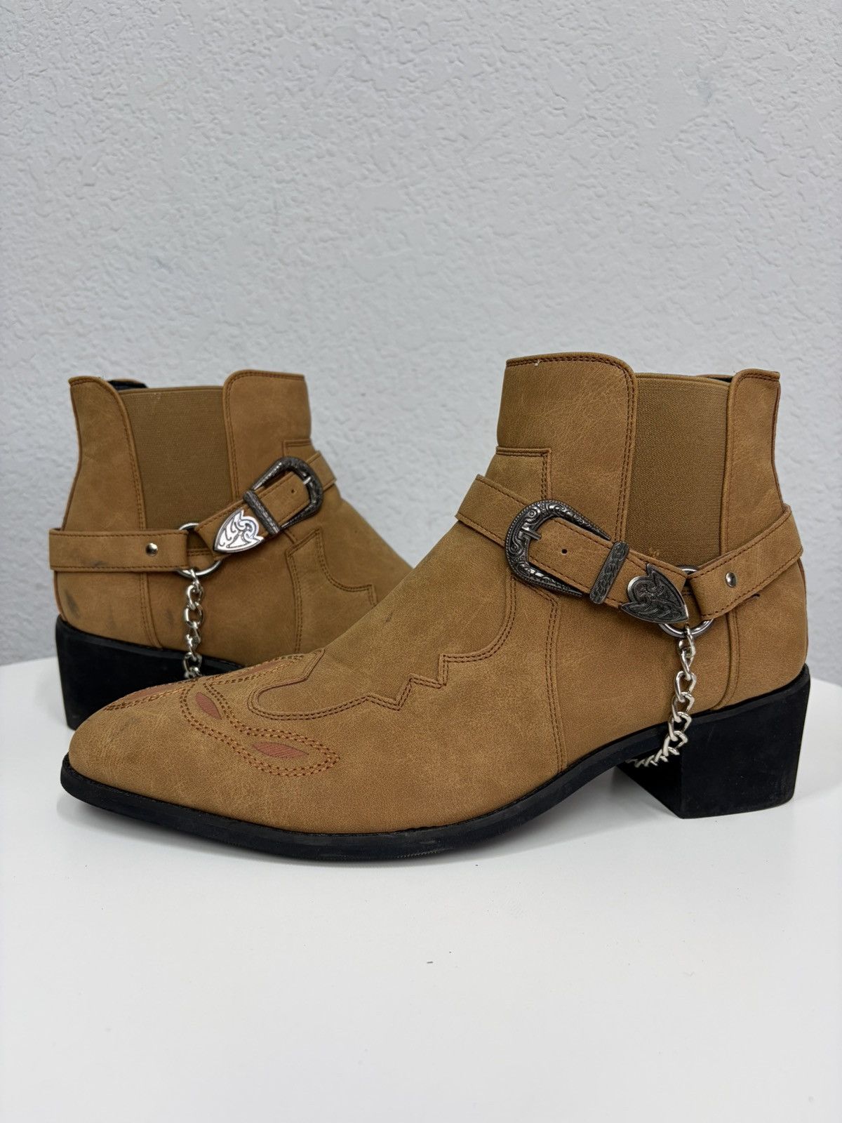 If Six Was Nine AS 98 Vibe Artisan Black Leather Side Zip Ankle Biker Boots Size US 11 / EU 44 - 6 Thumbnail