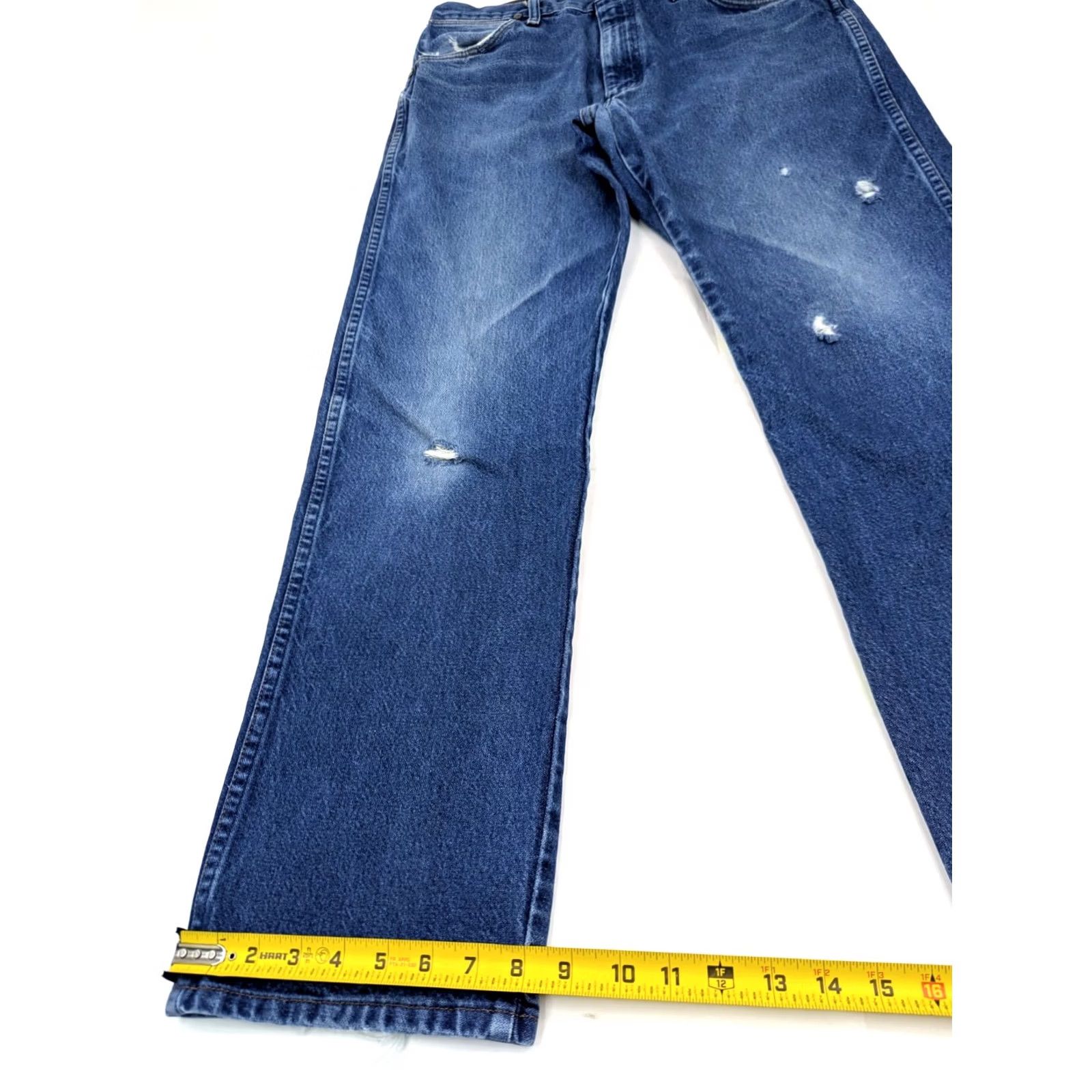 Wrangler Wrangler Cowboy Cut Original Fit Western Jeans Men 33 Regular Blue Distressed 5-Pocket Denim Cotton Wrangler 13MWZ Cowboy Classic 90s Theme Mens Size US 33 - 2 Thumbnail