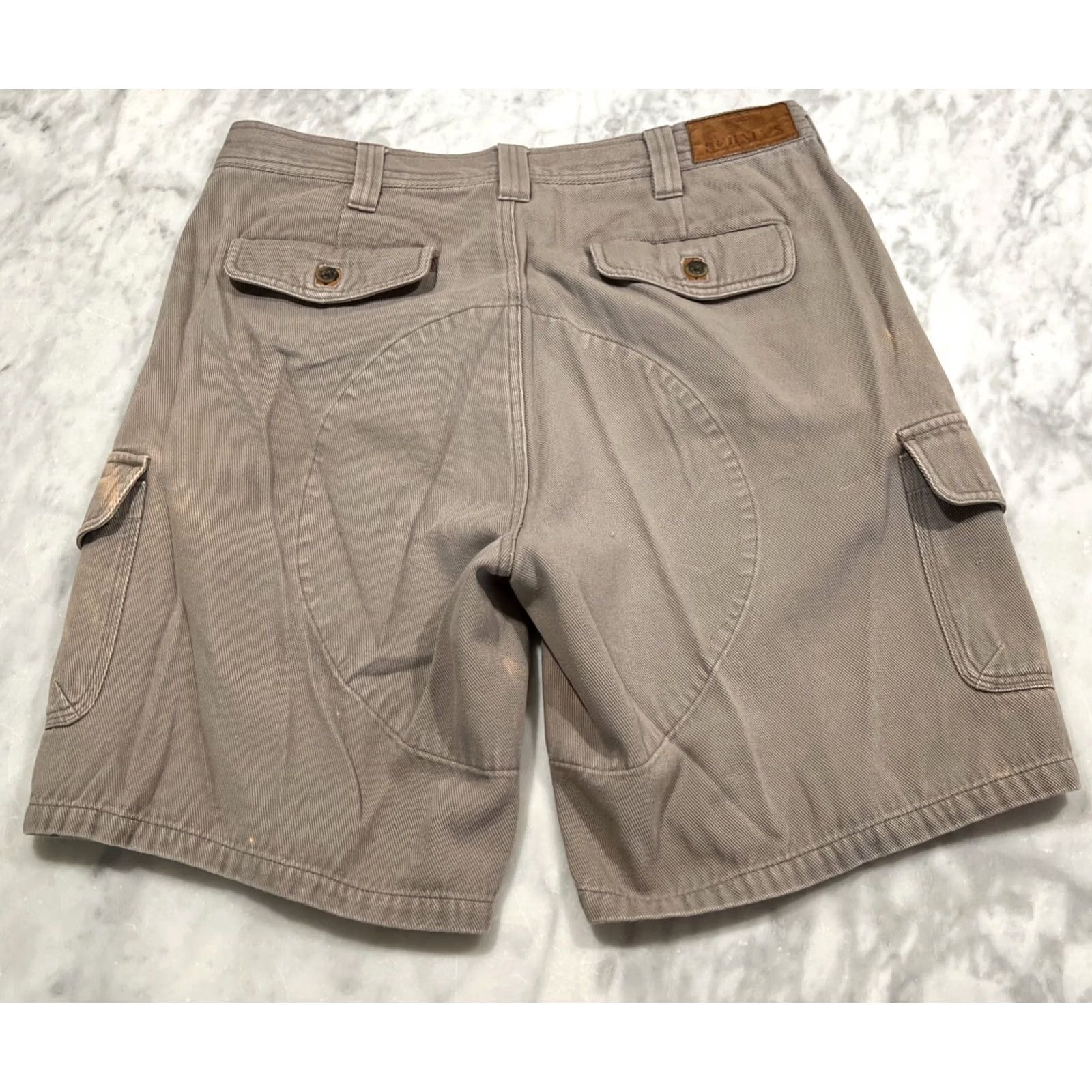 Vintage Schnee’s Cargo Shorts Men’s 36 Reinforced Cotton Leather Trim Style SN108063 Brown Canvas Cargo Pocket Flat Front 8 in Inseam Men Regular Cotton Size US 36 / EU 52 - 3 Thumbnail