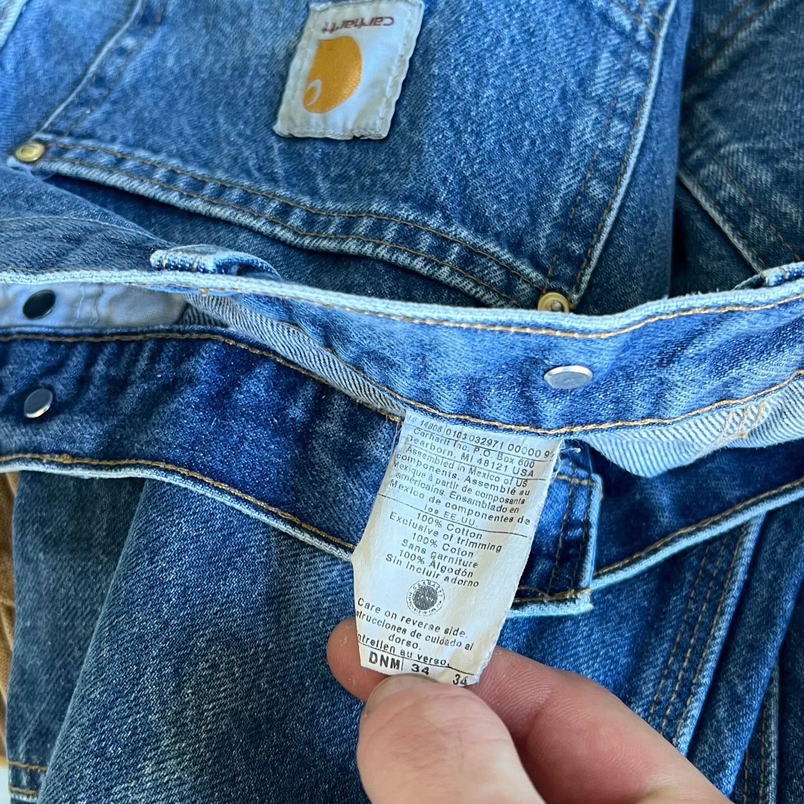 Carhartt × Vintage Carhartt faded denim blue jean double knee carpenter pants Size US 35 - 8 Thumbnail