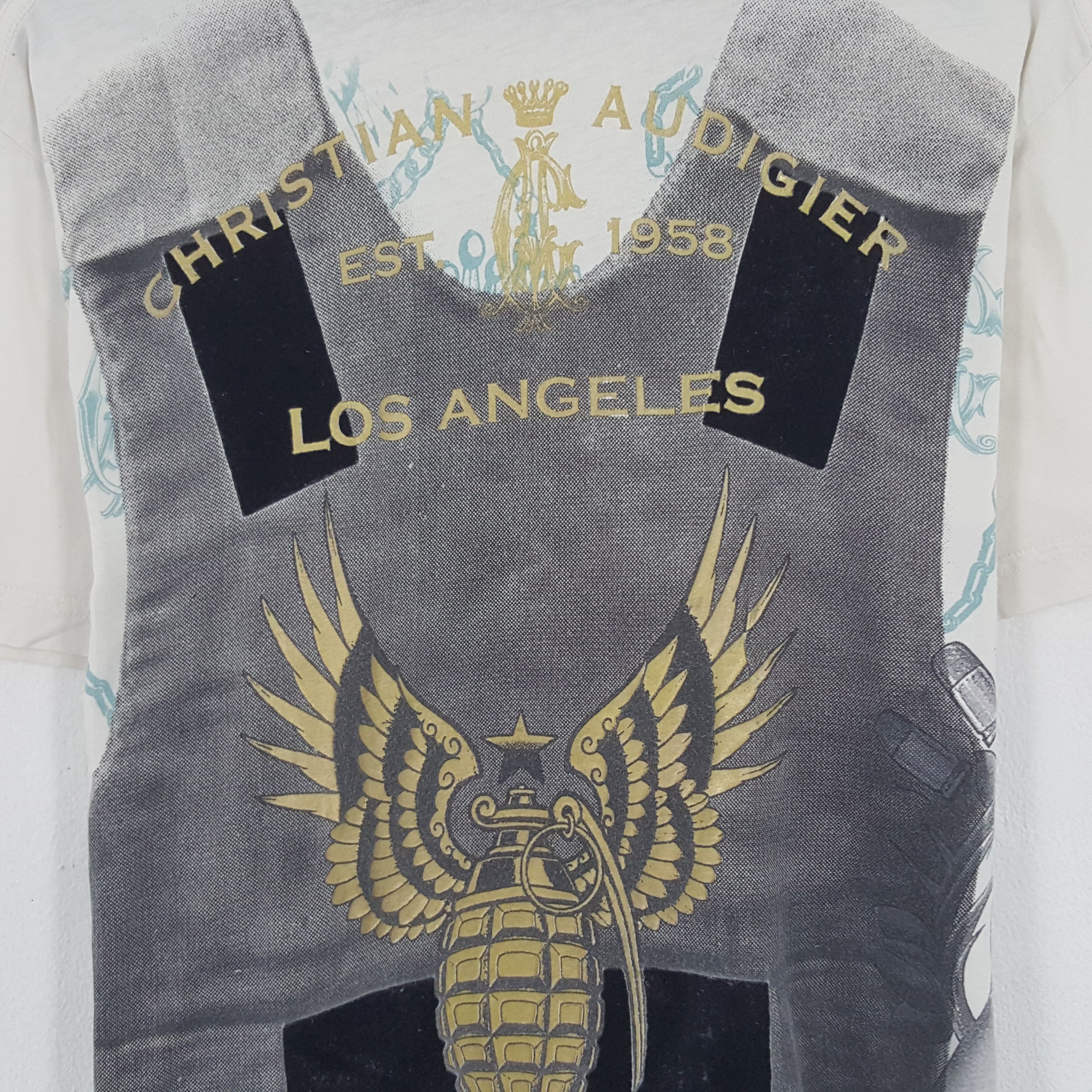 Christian Audigier × Designer × Vintage Vintage Christian Audigier Los Angeles Shield Tshirt Size US L / EU 52-54 / 3 - 2 Thumbnail