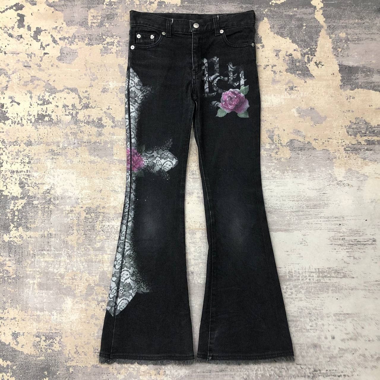 Japanese Brand P801 PENTY'S FLARED PAINTED JEANS Size 26" / US 2 / IT 38 - 1 Thumbnail