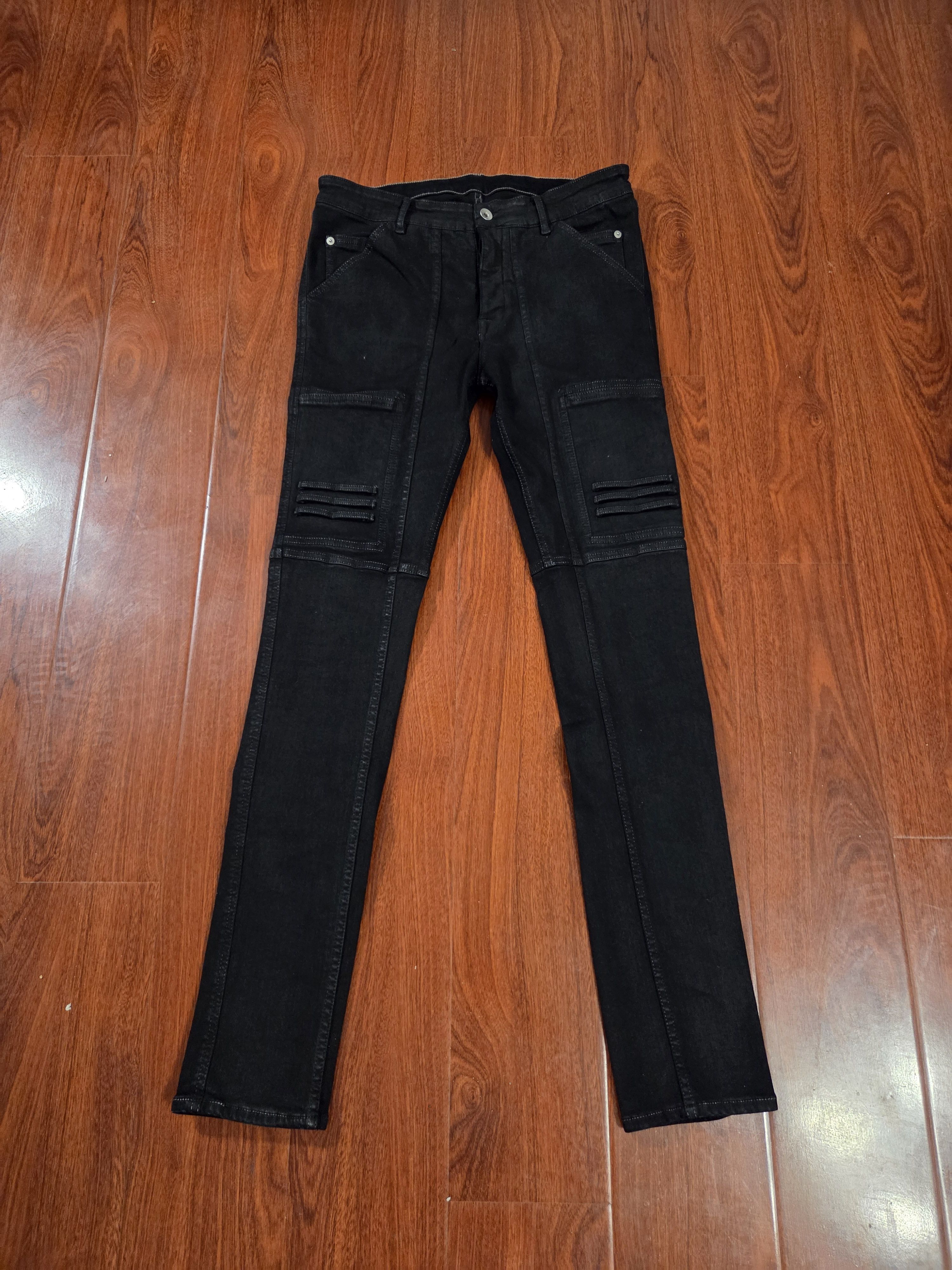 Rick Owens Drkshdw Rick Owens DRKSHDW Nagakin Moto Biker Skinny Wax Jeans Size US 30 / EU 46 - 1 Thumbnail