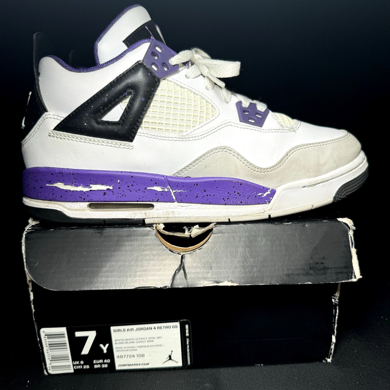 Jordan Brand × Nike Nike Air Jordan 4 Retro GS UItraviolet Men's Shoes - Size 7 Size US 7 / EU 40 - 1 Thumbnail