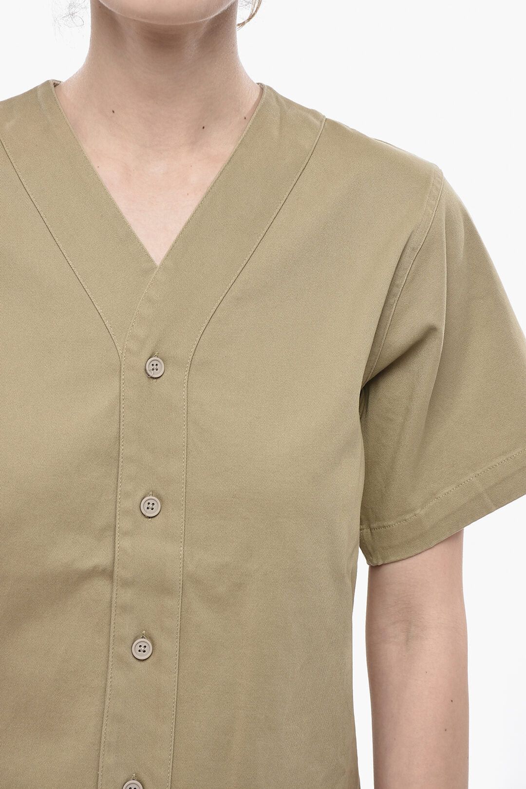 Fear of God og1mm0326 Short-Sleeve V-Neck Blouse in Beige Size L / US 10 / IT 46 - 3 Thumbnail
