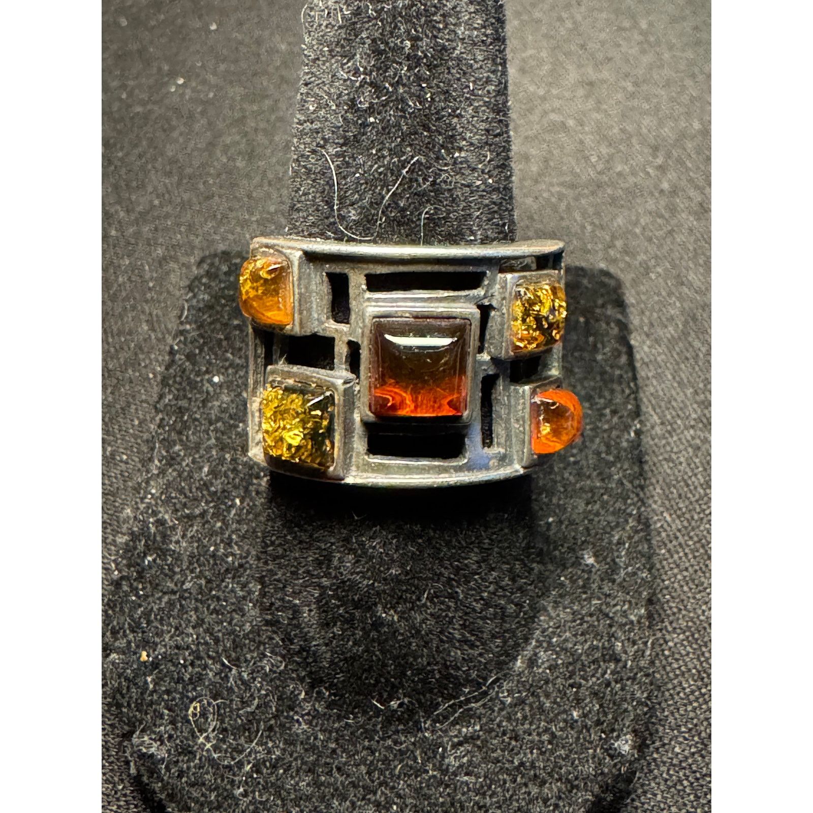 Other 925 Silver 5 Shades of Amber Size 7 Cut Out Ring Size ONE SIZE - 1 Thumbnail
