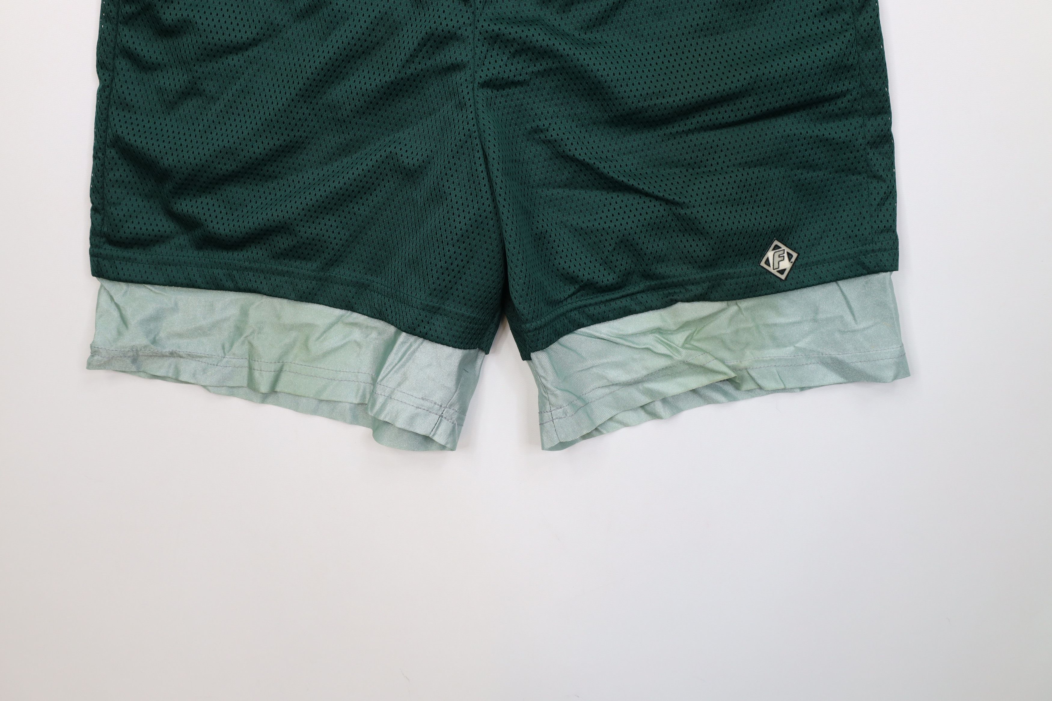 Vintage Vintage 90s Streetwear Layered Above Knee Mesh Shorts Green Size US 32 / EU 48 - 4 Thumbnail
