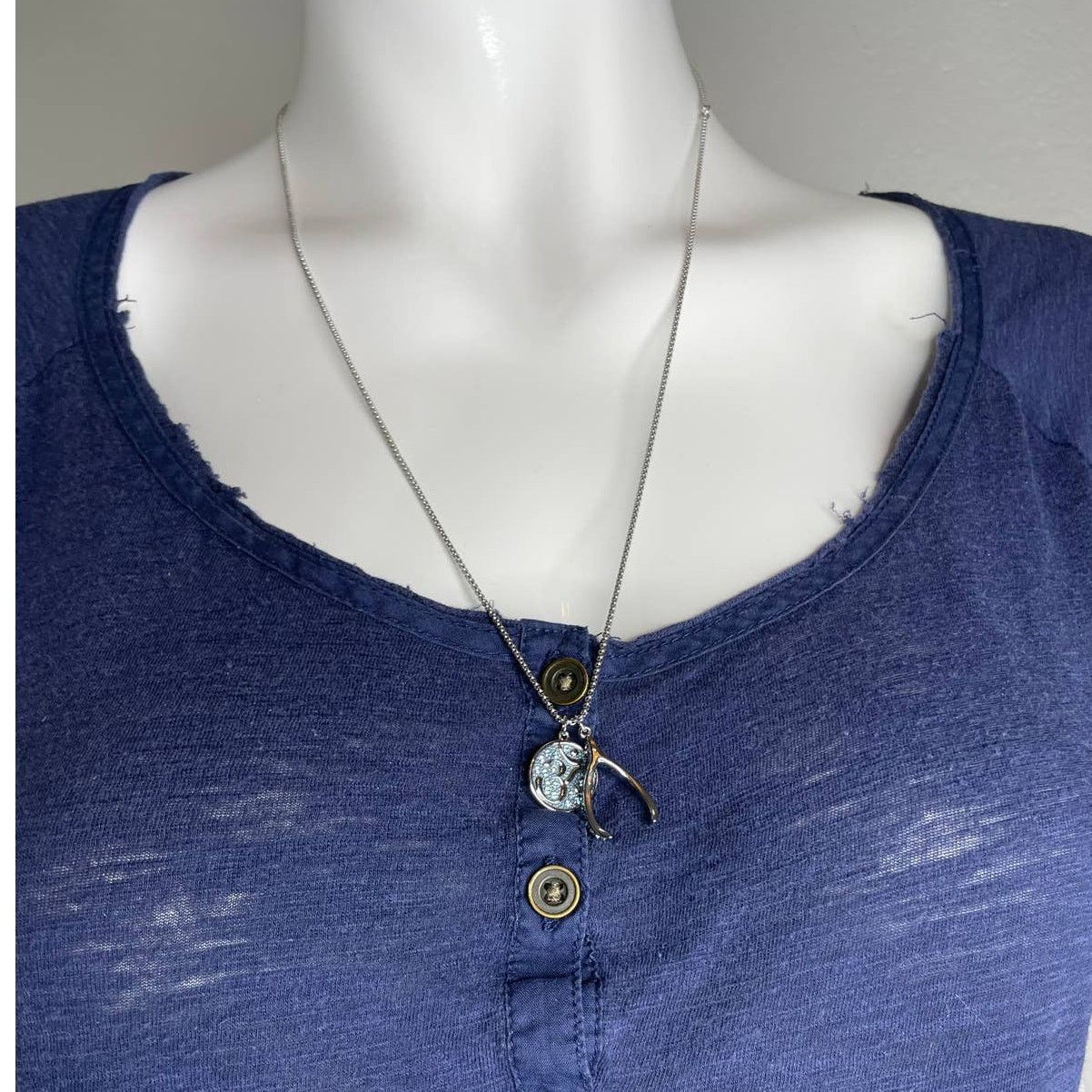 Swarovski Swarovski Unisex Om Blue Necklace Rhodium plated Size ONE SIZE - 5 Thumbnail