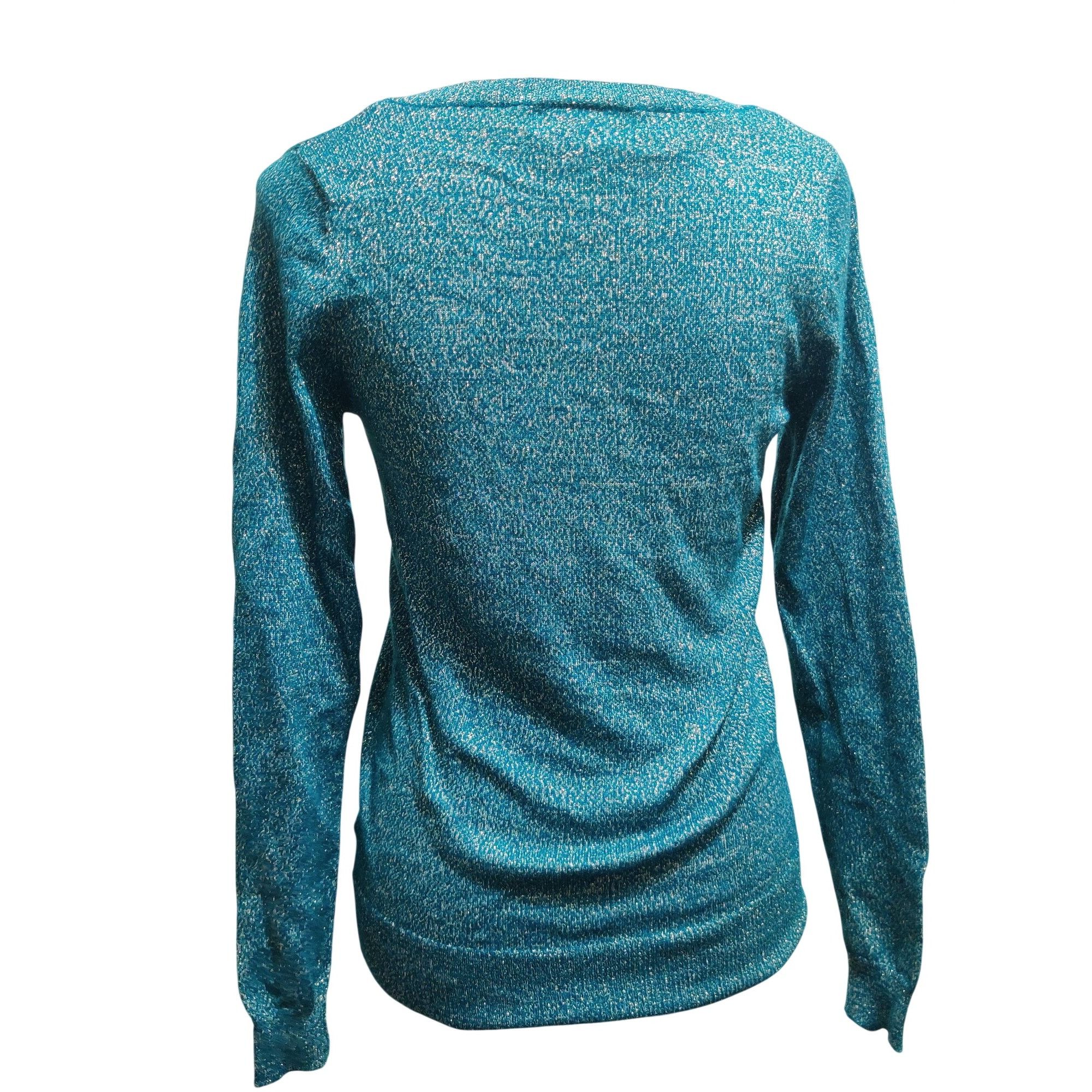 Mossimo Mossimo M Womens Green Gold Sweater Metallic V Neck Sparkle Size M / US 6-8 / IT 42-44 - 4 Thumbnail