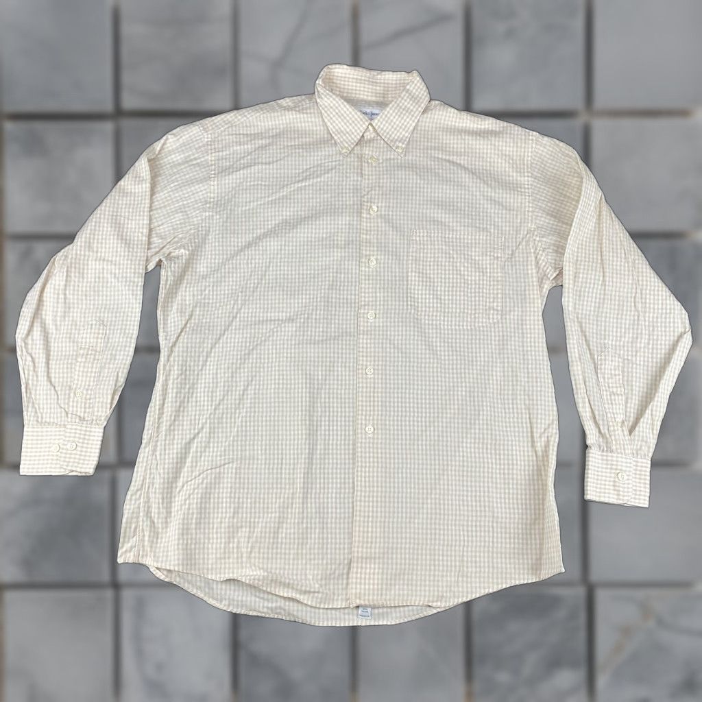 Vintage VINTAGE Bullock & Jones Shirt Mens Large Beige Gingham Check Button Down Long Sleeve USA Size US L / EU 52-54 / 3 - 1 Thumbnail