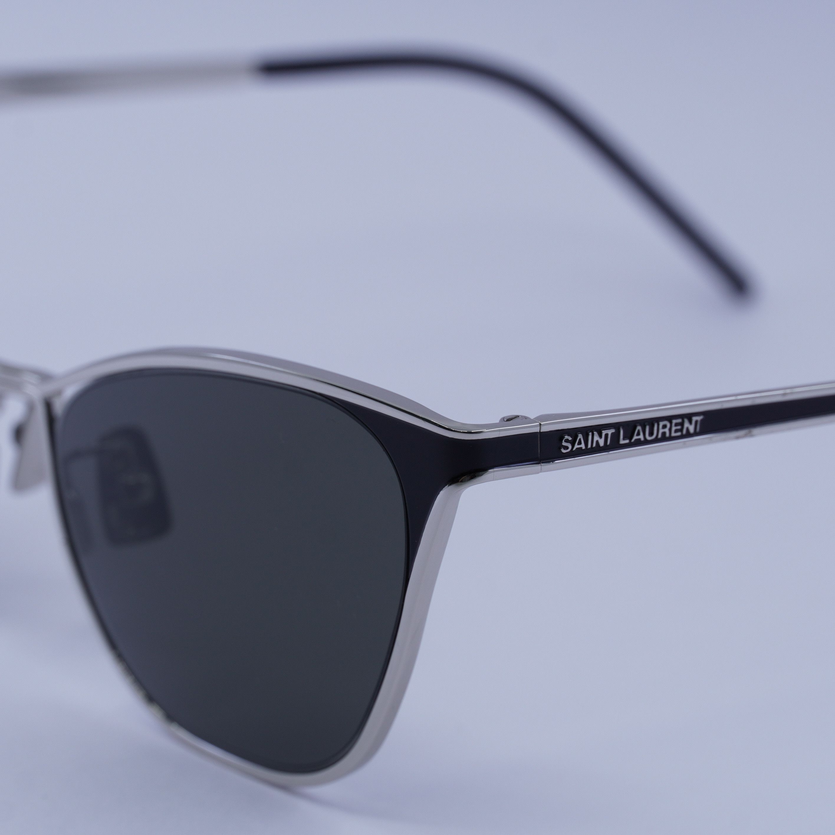 Saint Laurent Paris Saint Laurent SL409 001 Sunglasses Silver Cat Eye Frame Size ONE SIZE - 8 Thumbnail