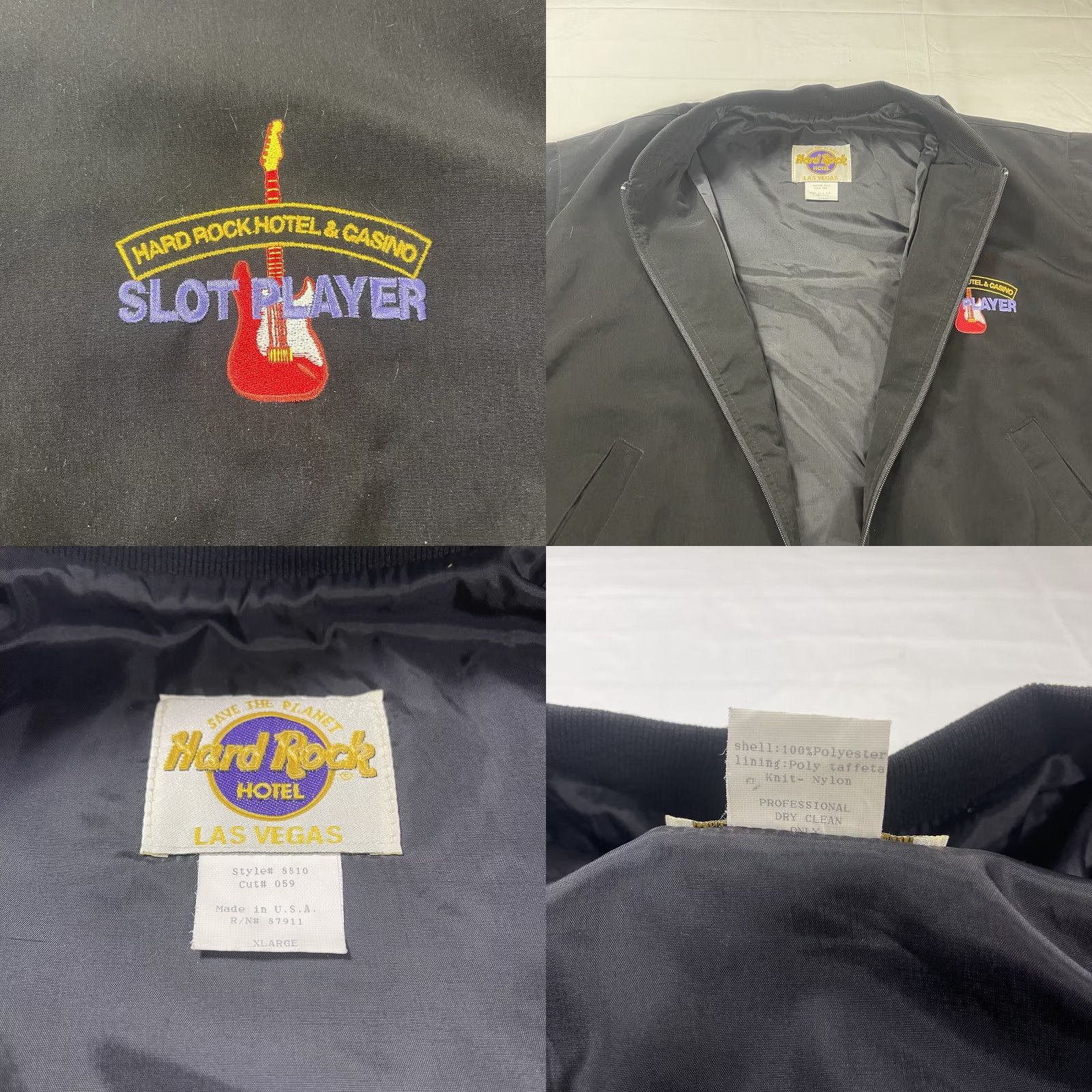 Hard Rock Cafe VINTAGE Hard Rock Cafe Jacket XL Bomber Men Black 90s Las Vegas Casino Slot Player Vintage (no extra text) Size US XL / EU 56 / 4 - 9 Thumbnail