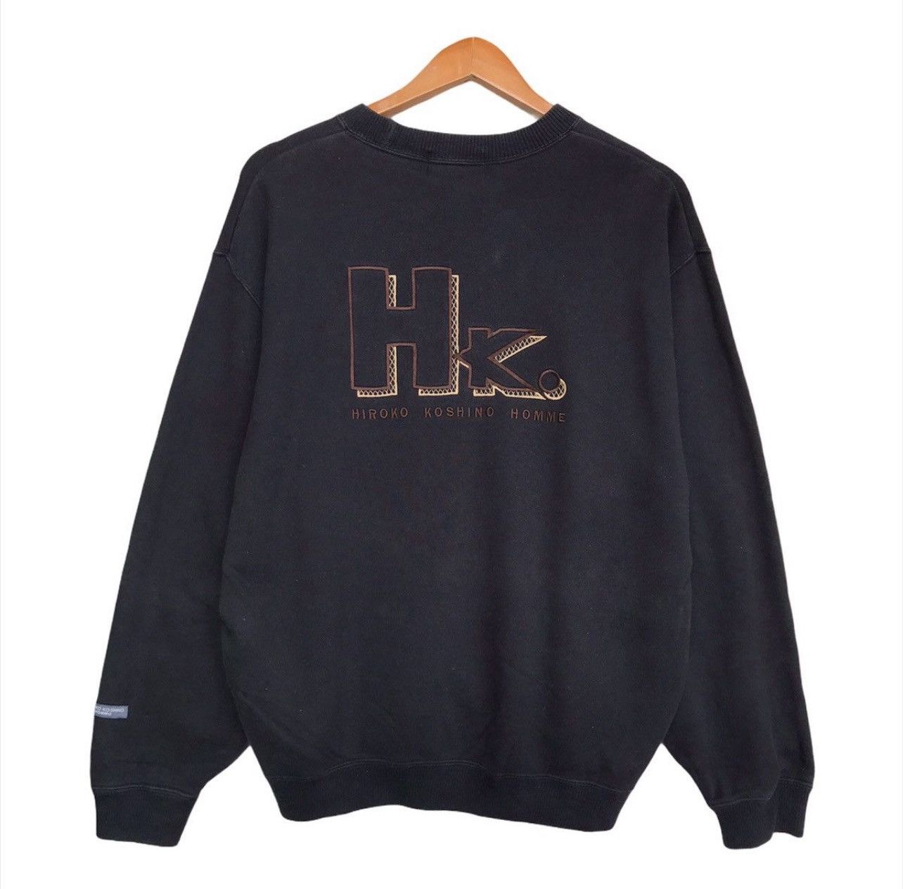 Hiroko Koshino Homme Hiroko Koshino Japanese Brand Spellout Black Sweatshirt Size US M / EU 48-50 / 2 - 1 Thumbnail