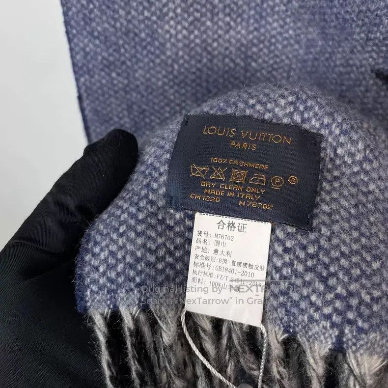 Louis Vuitton Louis Vuitton Blue and black printed cashmere double tasse Size ONE SIZE - 8 Thumbnail