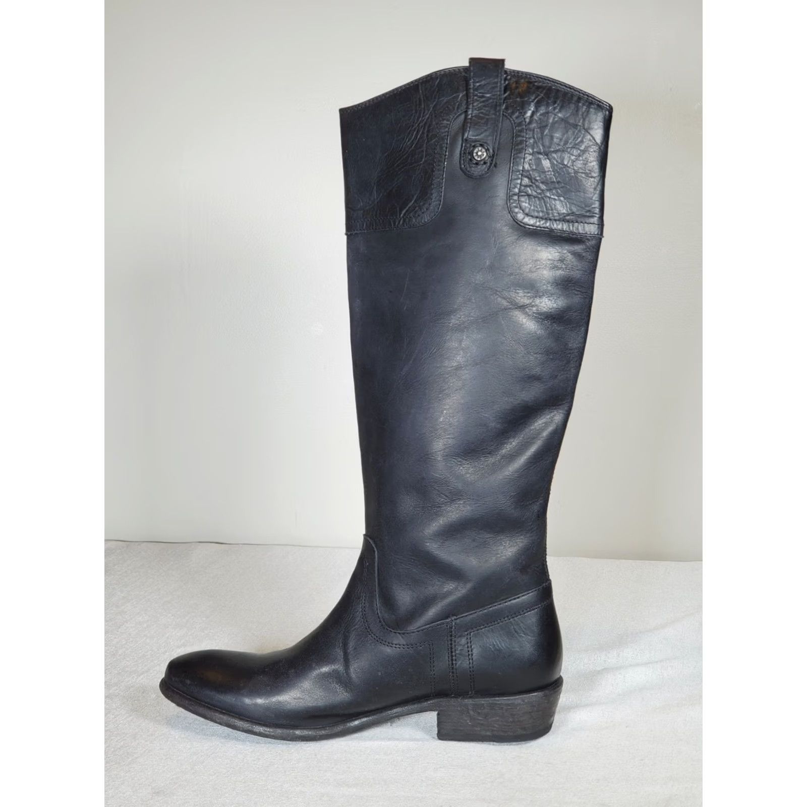 Frye VINTAGE FRYE Carson Riding Button Tall Boots 70068 Distressed Black Leather Women's 9 B Size US 9 / IT 39 - 3 Thumbnail
