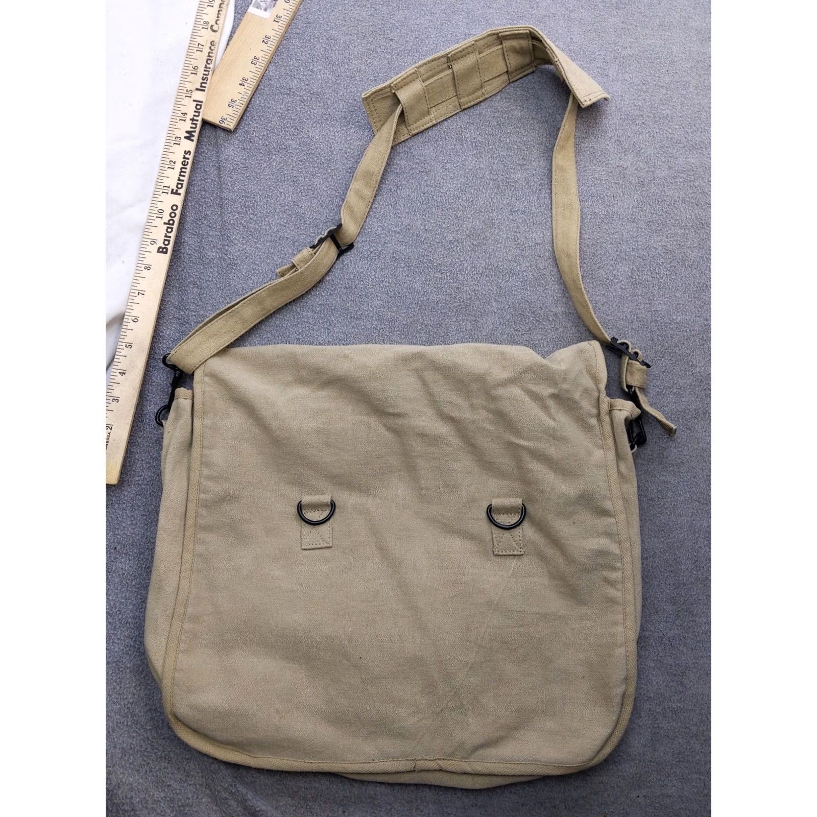 Vintage Unbranded Penny Farthing Bicycle Canvas Messenger Bag Unisex Large Beige Tan Transportation Bag Size ONE SIZE - 6 Thumbnail