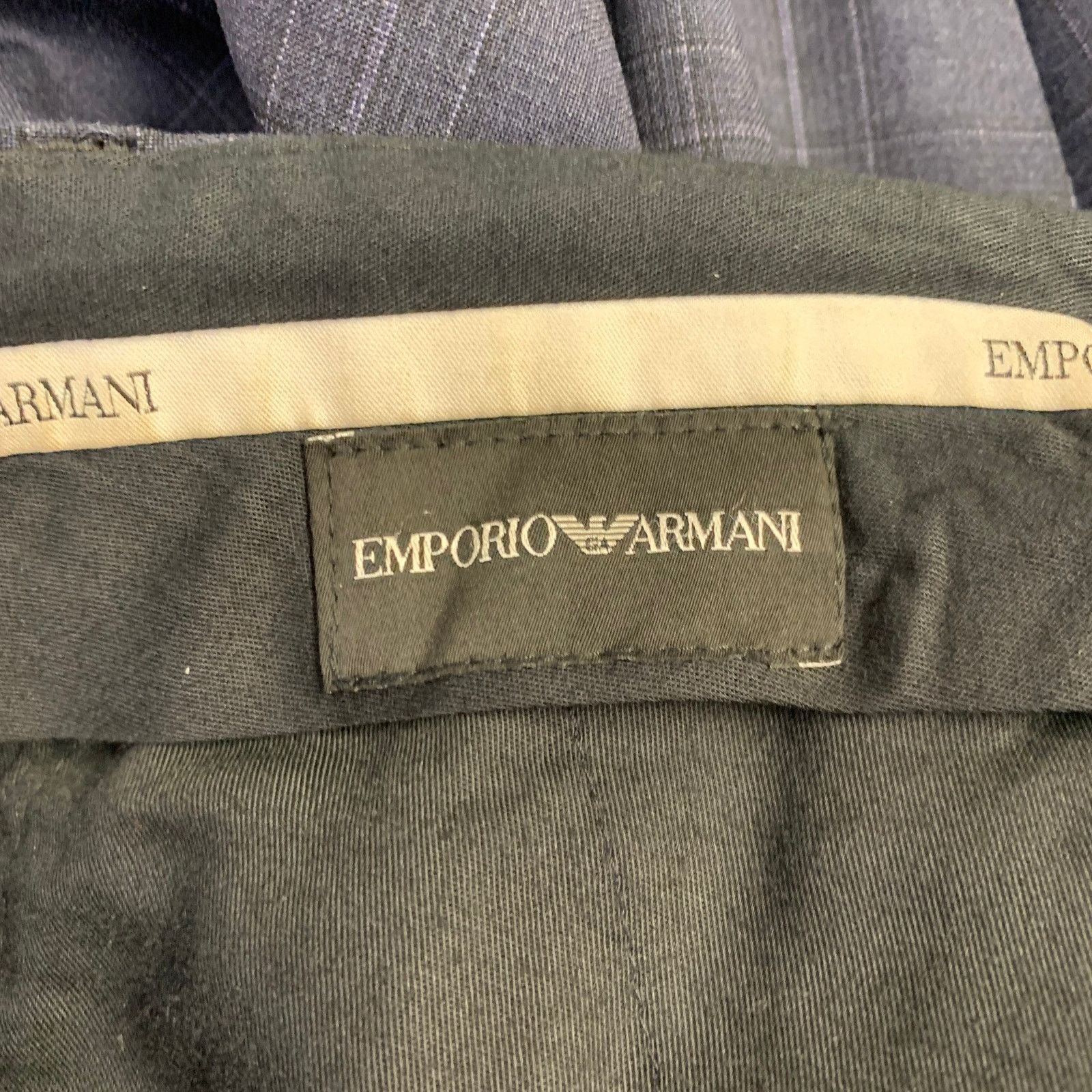 Emporio Armani Size 34 Navy Plaid Wool Slim Tapered Zip Fly Dress Pants Size US 34 / EU 50 - 5 Thumbnail