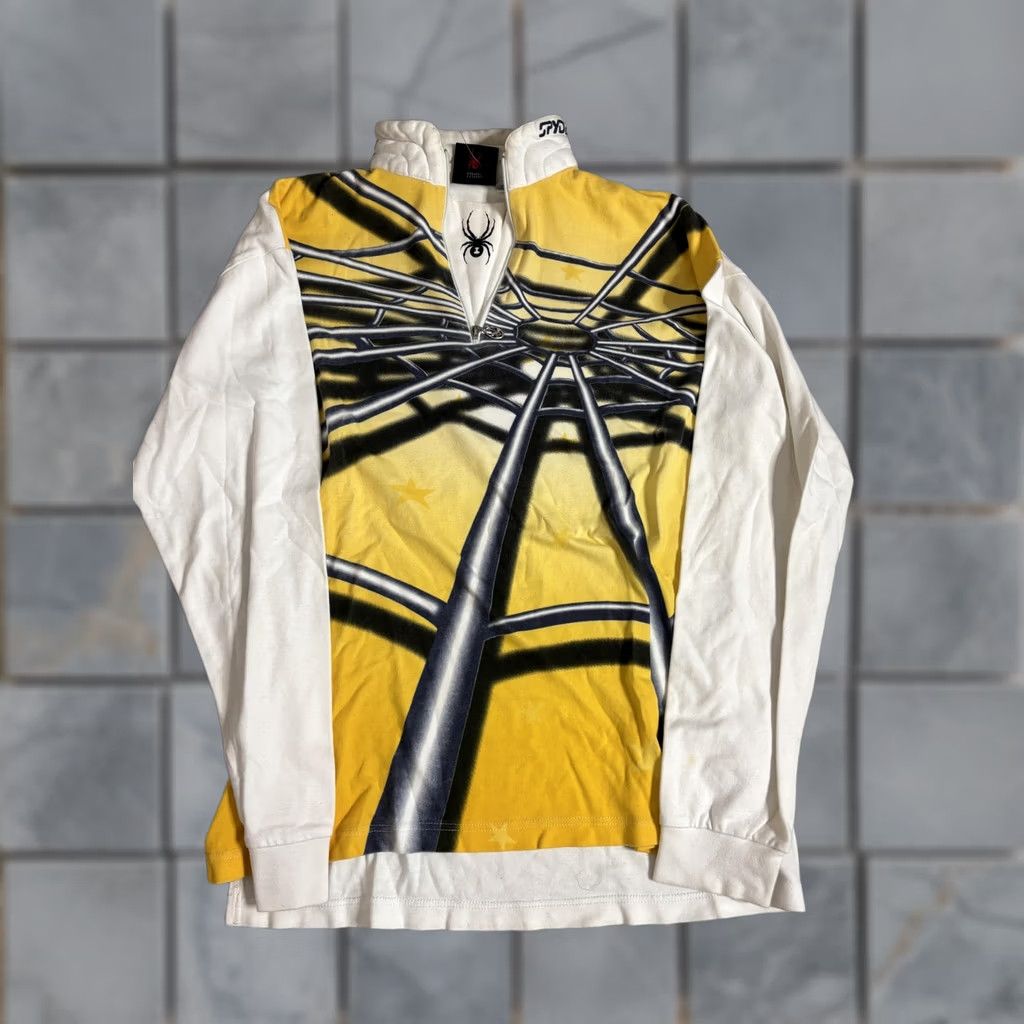 Spyder Spyder Shirt Mens L White Yellow 1/4 Zip Long Sleeve Ski Graphic Top Size US L / EU 52-54 / 3 - 1 Thumbnail