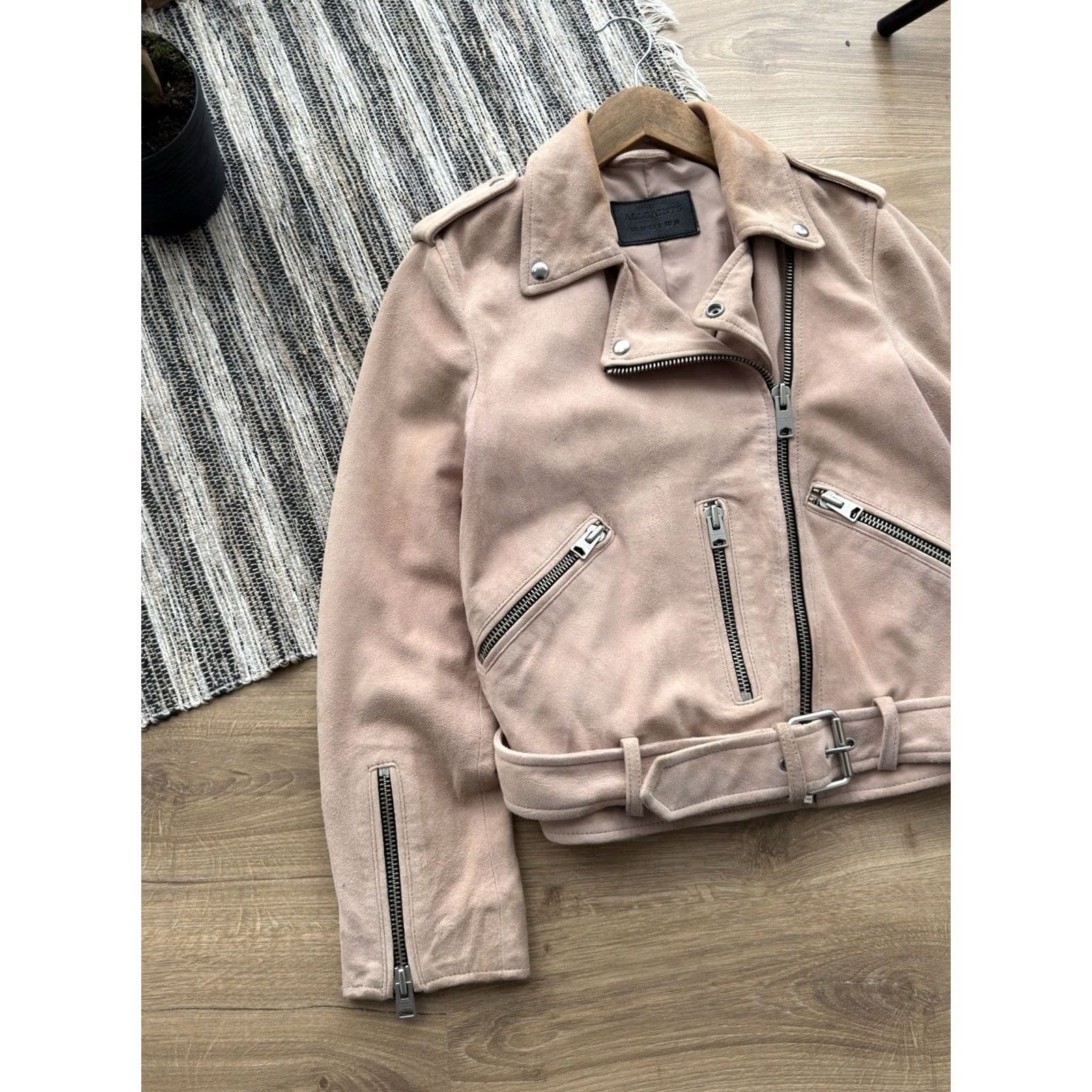 Allsaints VINTAGE AllSaints Suede Balfern Biker Jacket Womens Pink Size M UK 10 US 6 EU 38 80s 90s Casual Streetwear Leather Jacket Womens Size M / US 6-8 / IT 42-44 - 3 Thumbnail