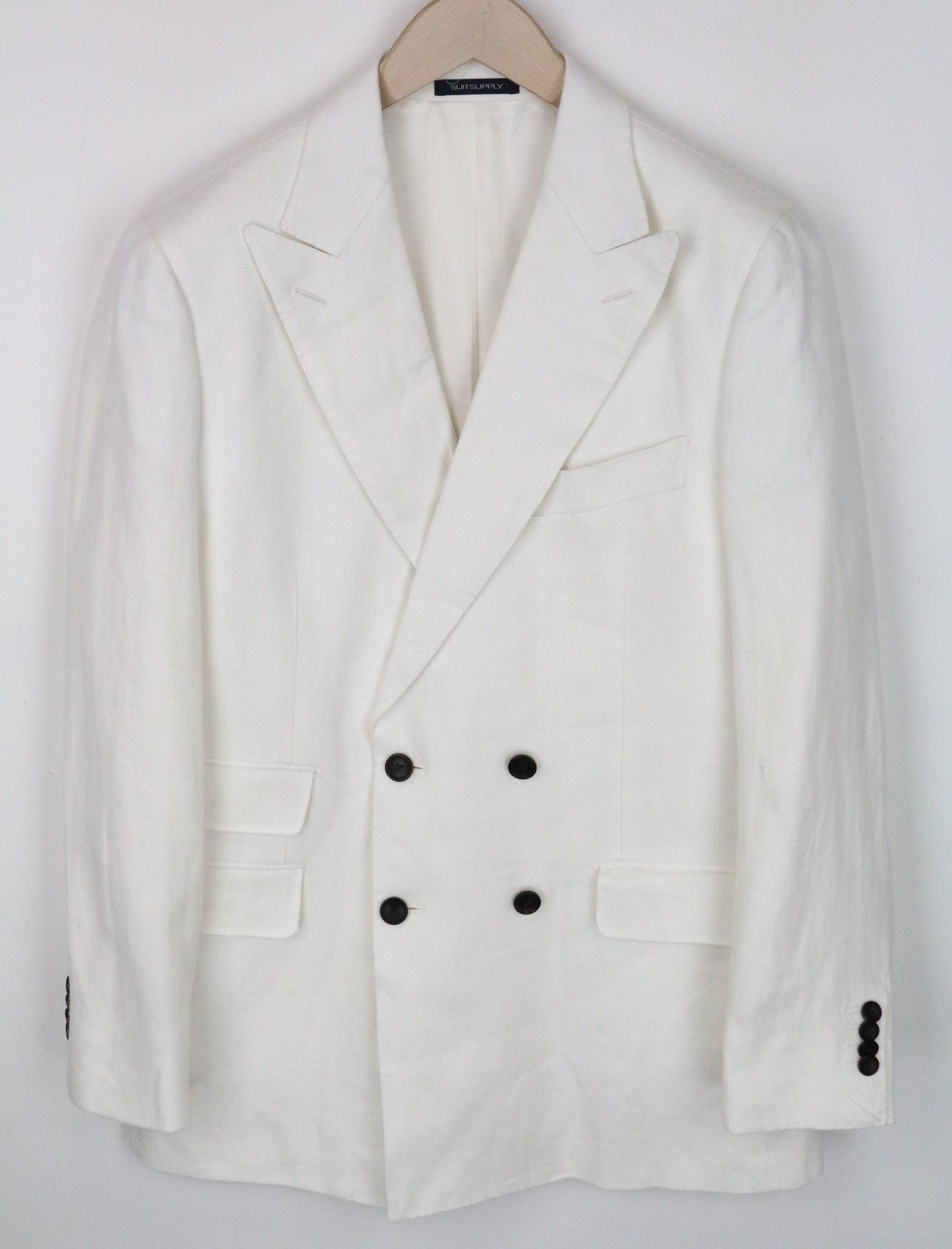 image of Suitsupply La Spalla Uk40R Off-White Linen Double-Breasted 71629 in Off White, Men's