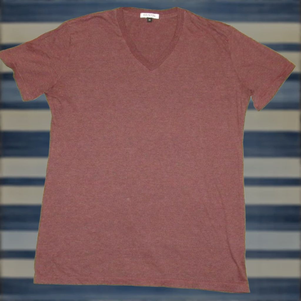 Gustin GUSTIN Burgundy Rayon Tri Blend V Neck T Shirt Medium M Mens Size US M / EU 48-50 / 2 - 1 Thumbnail
