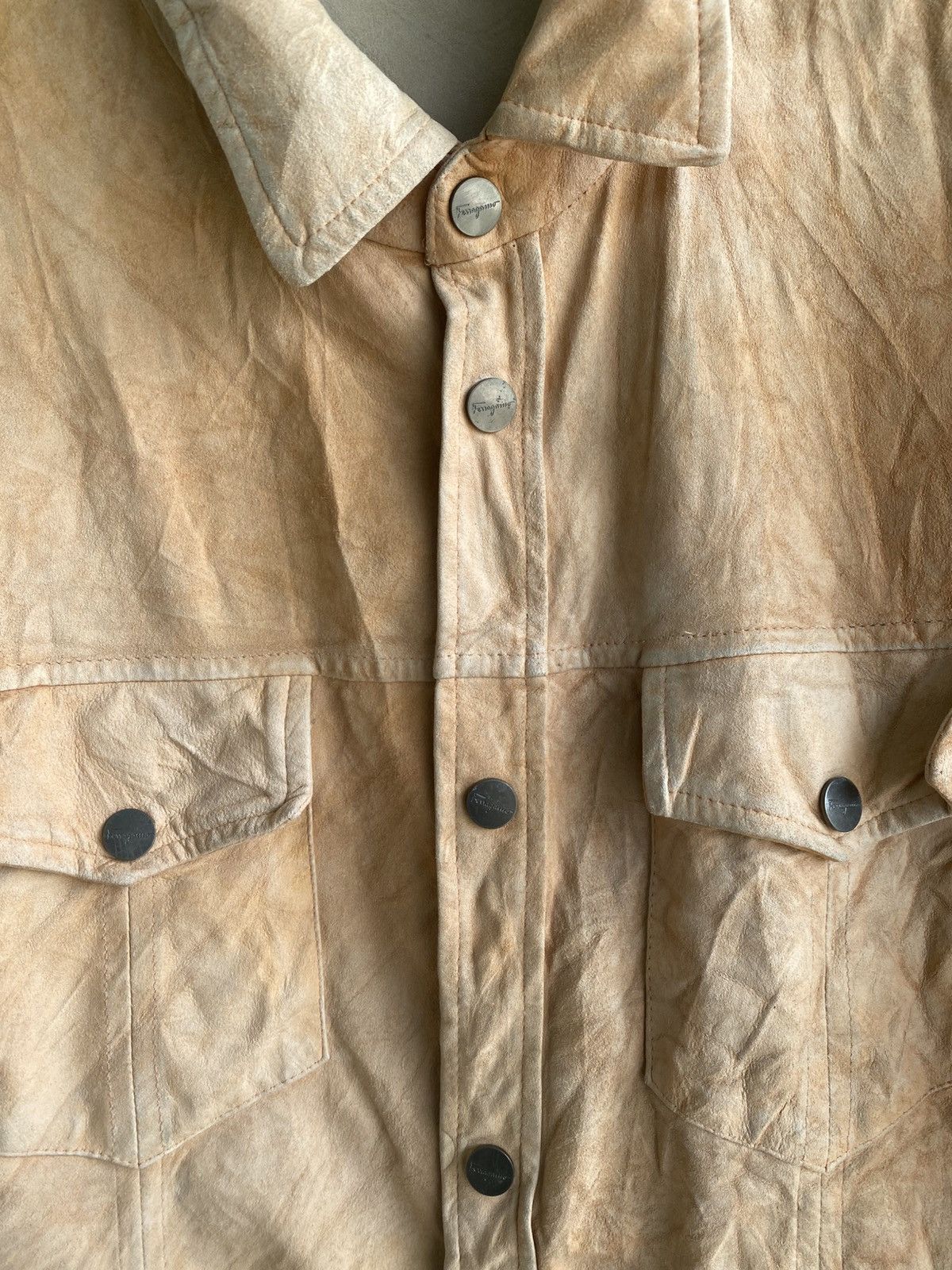 Salvatore Ferragamo 💥Last Drop💥Salvatore Ferragamo Suade Leather Button Down Size US L / EU 52-54 / 3 - 4 Thumbnail