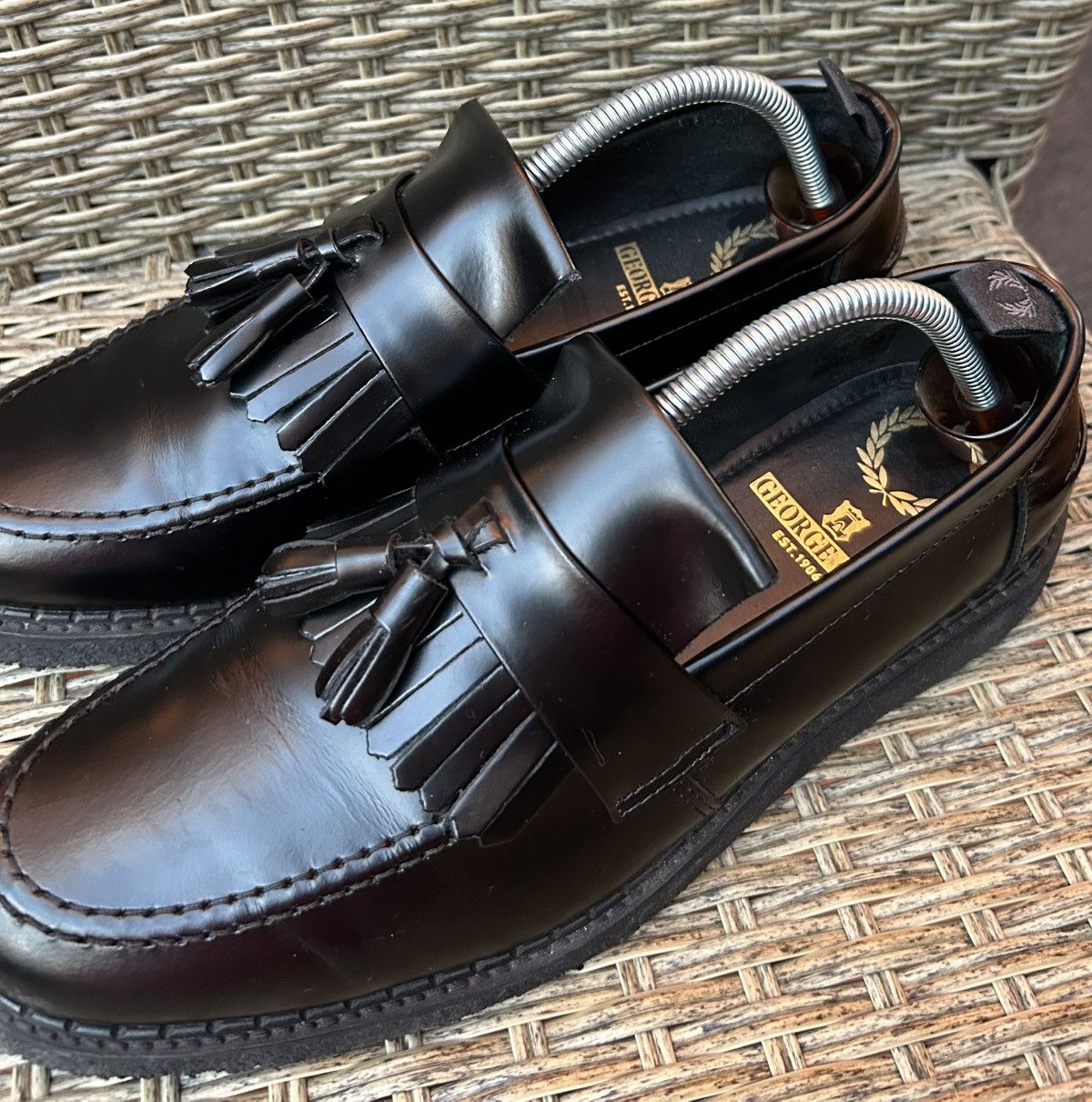 George Cox George Cox X Fred Perry Black Patent Leather Tassel Loafers Size US 9 / EU 42 - 4 Thumbnail