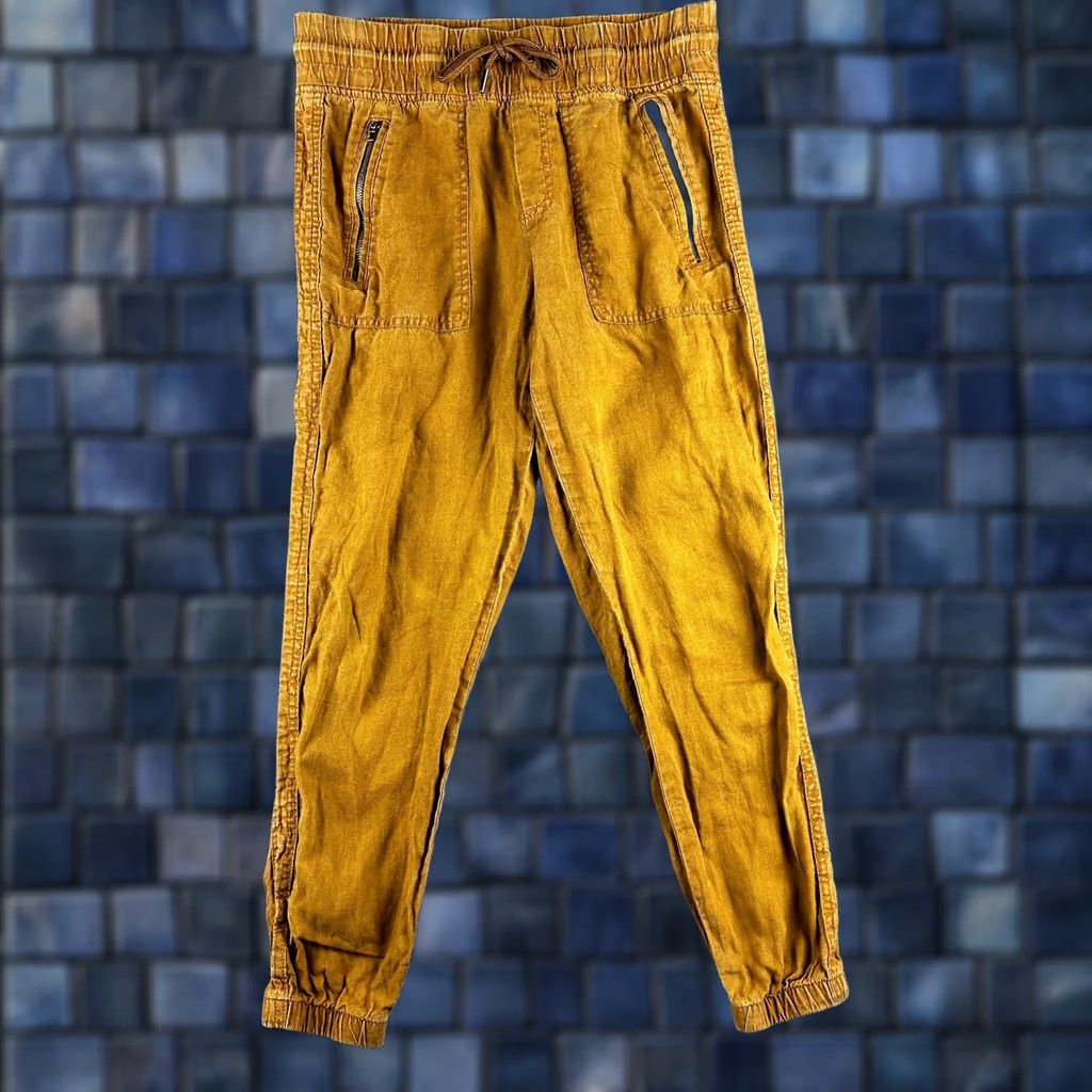 Athleta Athleta Pants Women 2 Brown Cabo Linen Jogger Gold Tie Waist Zip Pockets Size 26" / US 2 / IT 38 - 1 Thumbnail