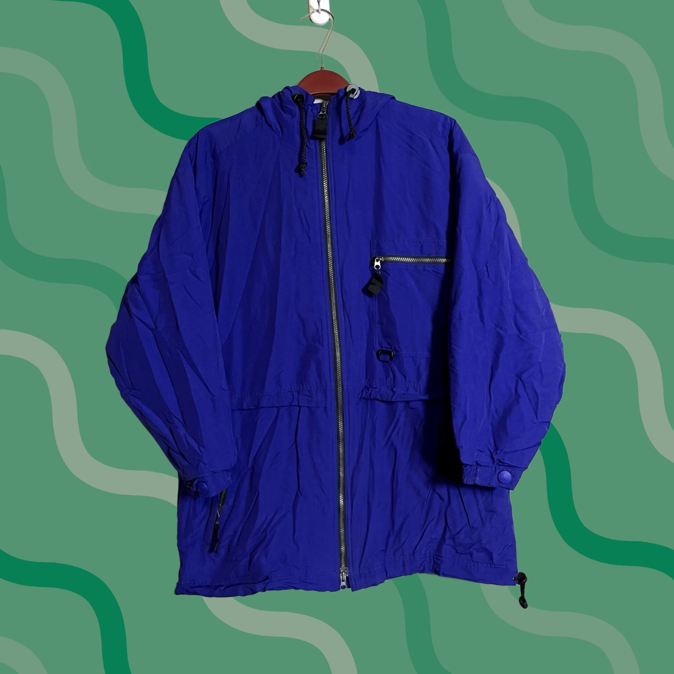 Eddie Bauer VINTAGE Eddie Bauer Coat Hooded Zip Up Insulated Nylon Blue Women’s L Windbreaker Mid-Length Pockets Full Zip B509 Size L / US 10 / IT 46 - 1 Thumbnail