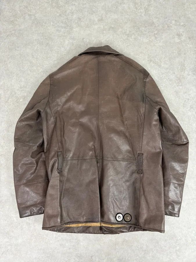 Prada 2000s Prada Brown Avant-Garde Leather Asymmetrical Jacket Size US M / EU 48-50 / 2 - 4 Thumbnail
