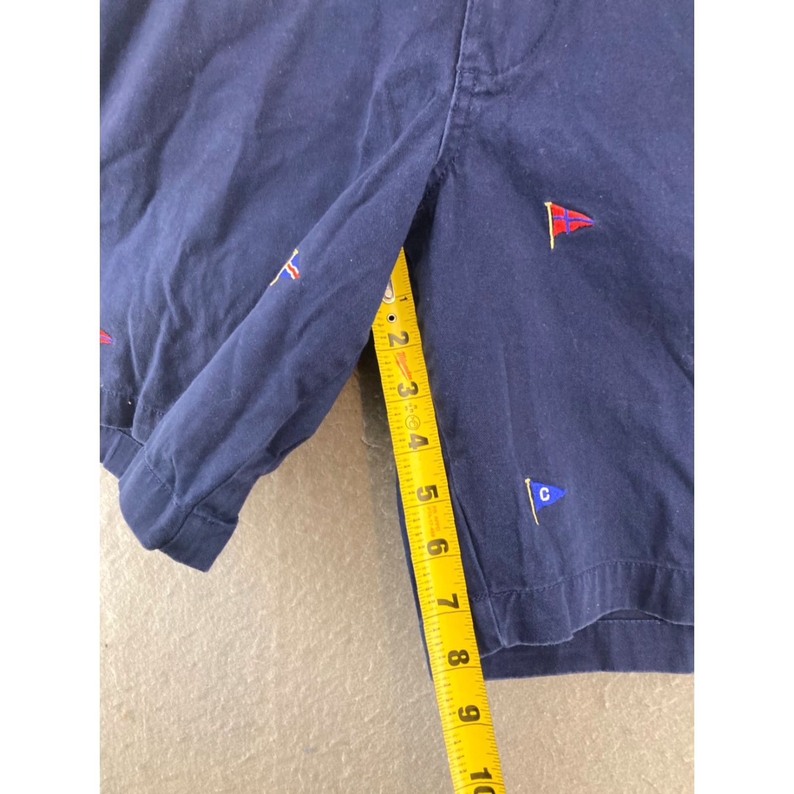 Chaps Chaps Khaki Chino Shorts Pants Mens 40 Sail Flag Embroidered Blue Button Pockets Size US 40 / EU 56 - 4 Thumbnail