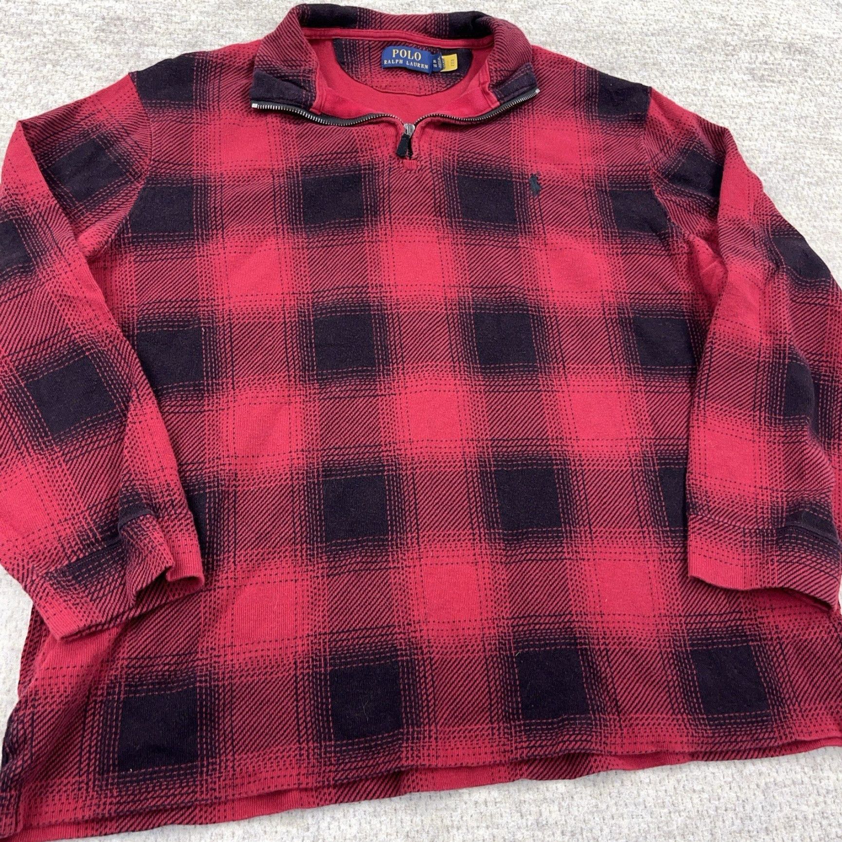 Polo Ralph Lauren Polo Ralph Lauren Sweater Men XL Red Plaid 1/4 Zip Pullover Knitted Knit Mock Neck Zipper Size US XL / EU 56 / 4 - 4 Thumbnail
