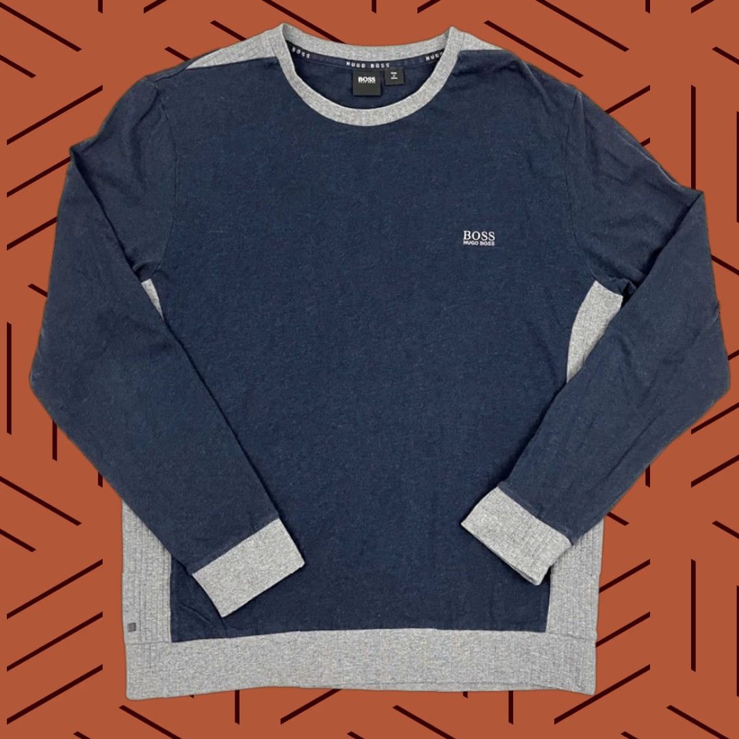 Hugo Boss HUGO BOSS Sweater Mens L Blue Gray Cotton Blend Stretch Crewneck Pullover Preppy Size US L / EU 52-54 / 3 - 1 Thumbnail