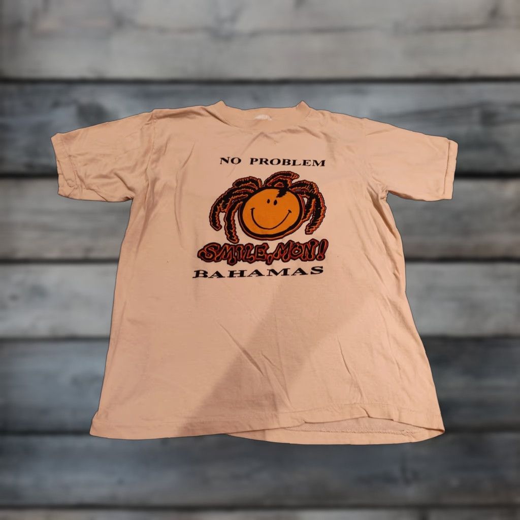 Vintage VINTAGE Straw Mart Bahamas Stitch T-Shirt Unisex Adults M Cotton White 80s Graphic Tee Short Sleeve Crew Neck Mens Womens Size US M / EU 48-50 / 2 - 1 Thumbnail