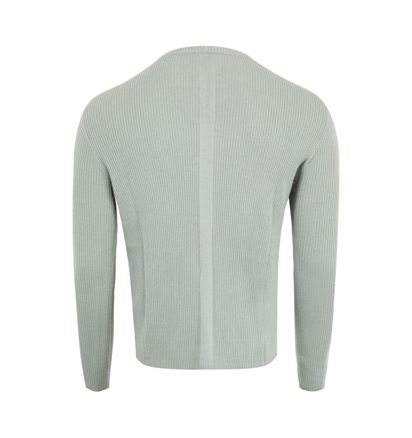 Rick Owens o1h1sh11225 Ribbed Geo Sweater in Grey Size US XL / EU 56 / 4 - 2 Thumbnail