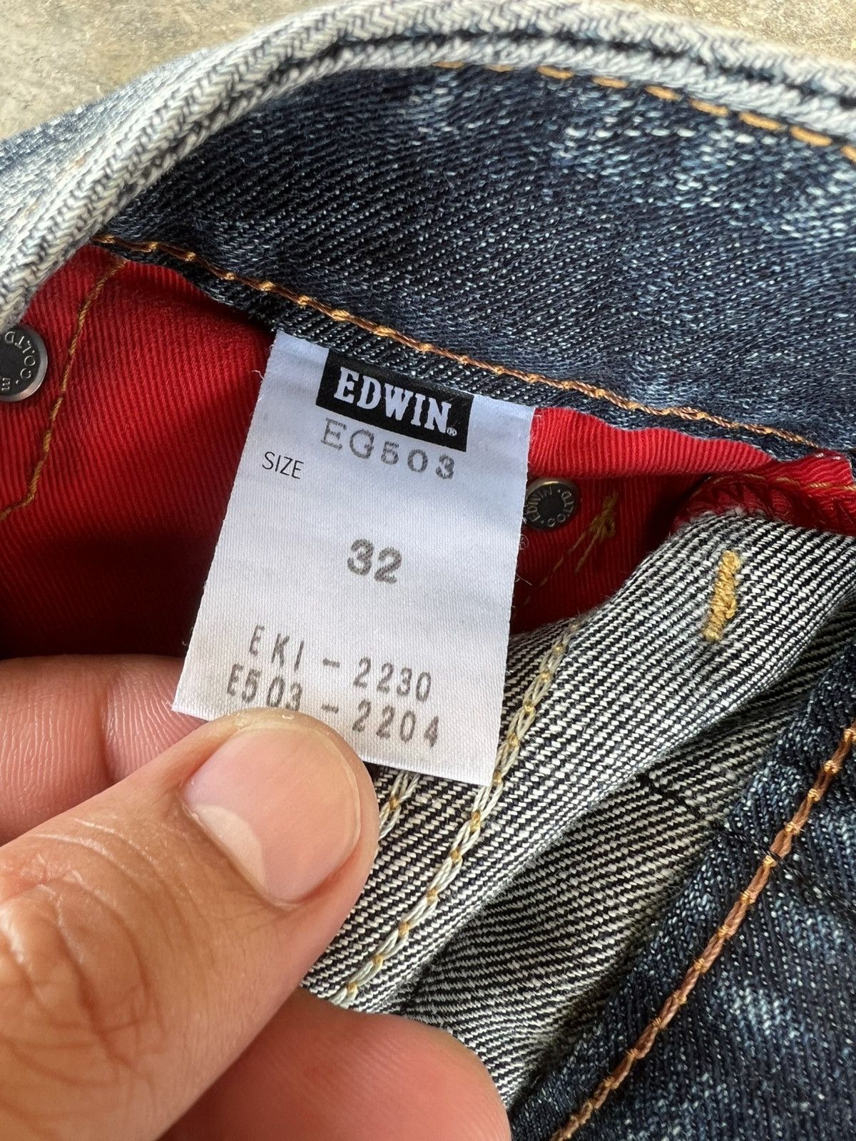 Edwin × Japanese Brand × Jean Vintage Edwin Blue Trip Edgeline Distressed Jean Size US 33 - 18 Thumbnail