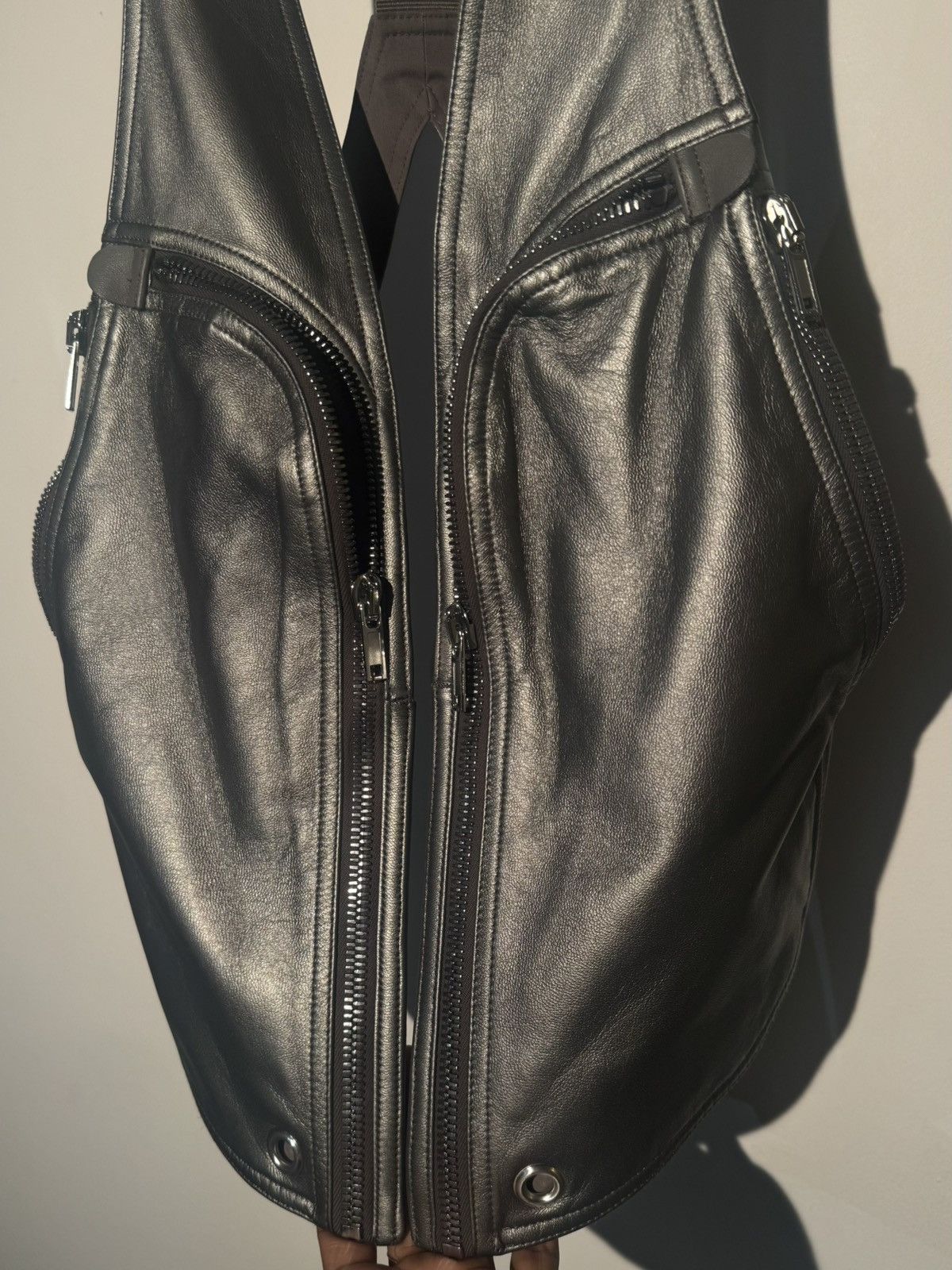 Rick Owens Rick Owens Mainline Bauhaus Leather Vest – Gunmetal Size US M / EU 48-50 / 2 - 2 Thumbnail