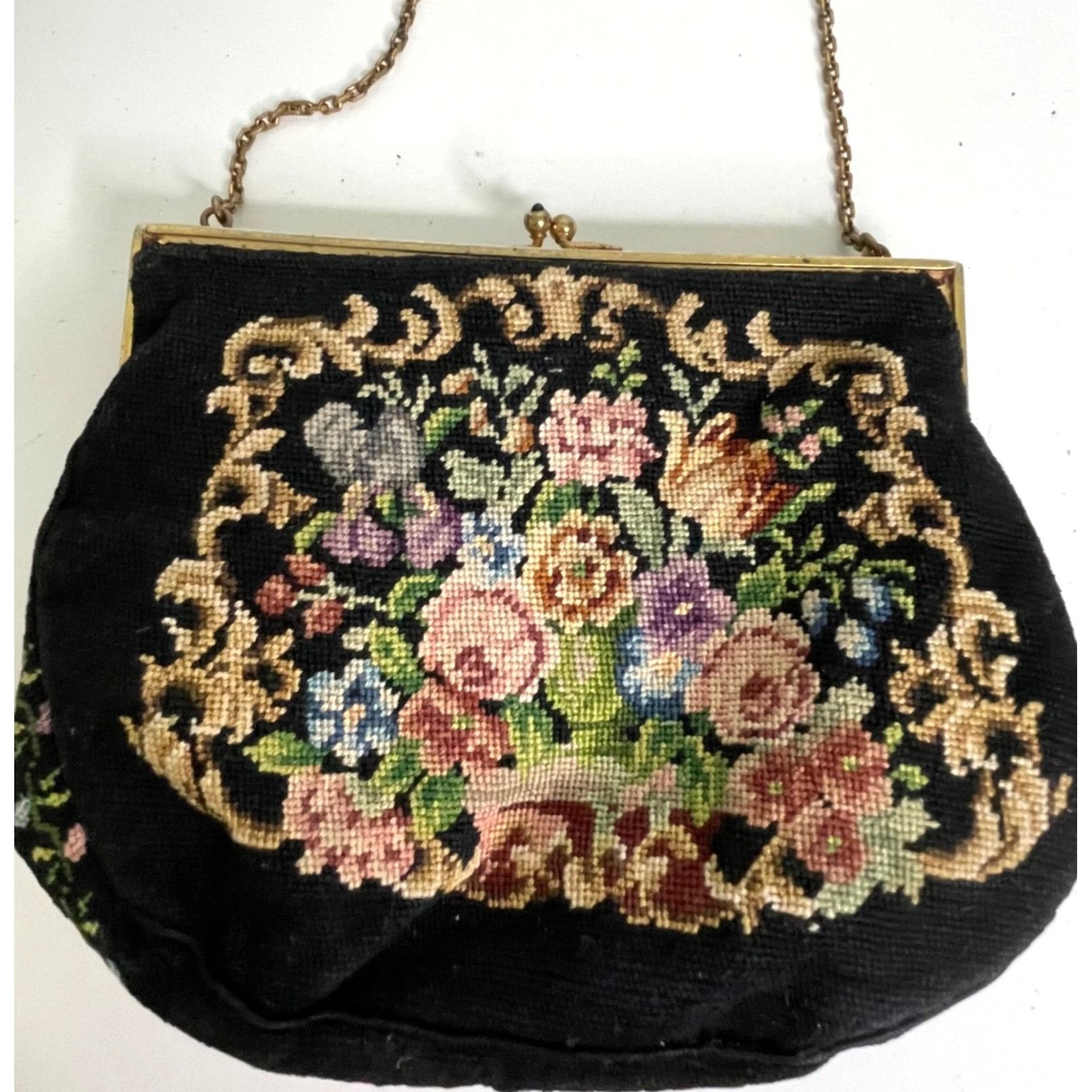 Other Vintage Needlepoint Purse Clutch Handbag Bag Floral Design 7 Size ONE SIZE - 13 Thumbnail