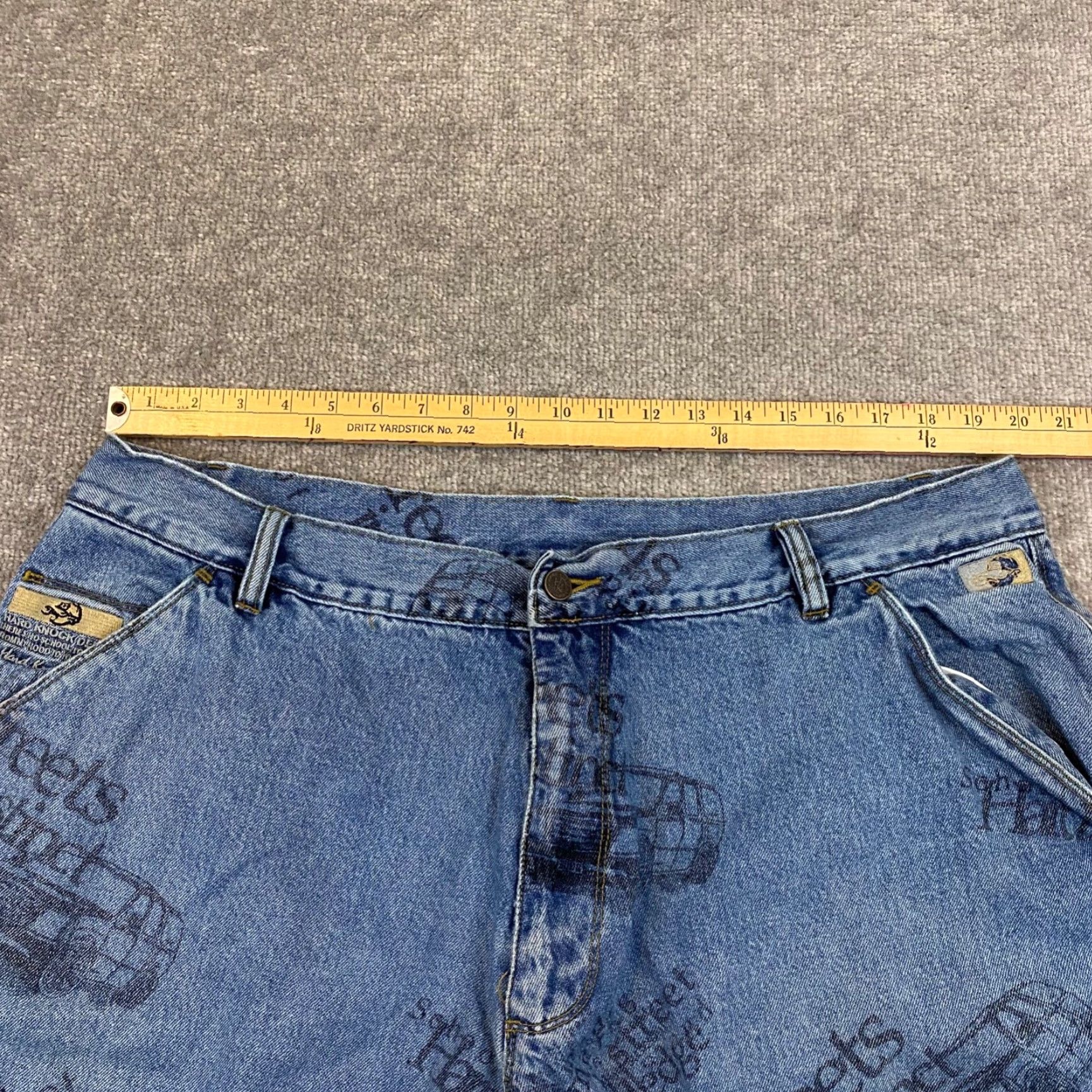 Vintage School of Hard Knocks Jeans Mens 40x32 Blue Light Wash Wide-Leg Baggy Y2K Size US 42 / EU 58 - 3 Thumbnail