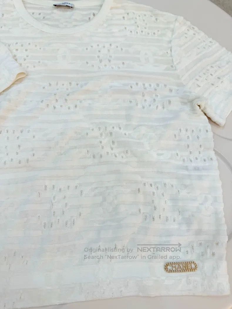 Chanel Chanel Full logo hollow short sleeves Size S / US 4 / IT 40 - 6 Thumbnail
