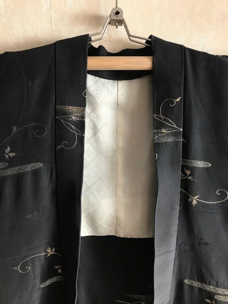 Vintage Vintage Natural Silk 50s black Japanese haori jacket Size M / US 6-8 / IT 42-44 - 3 Thumbnail