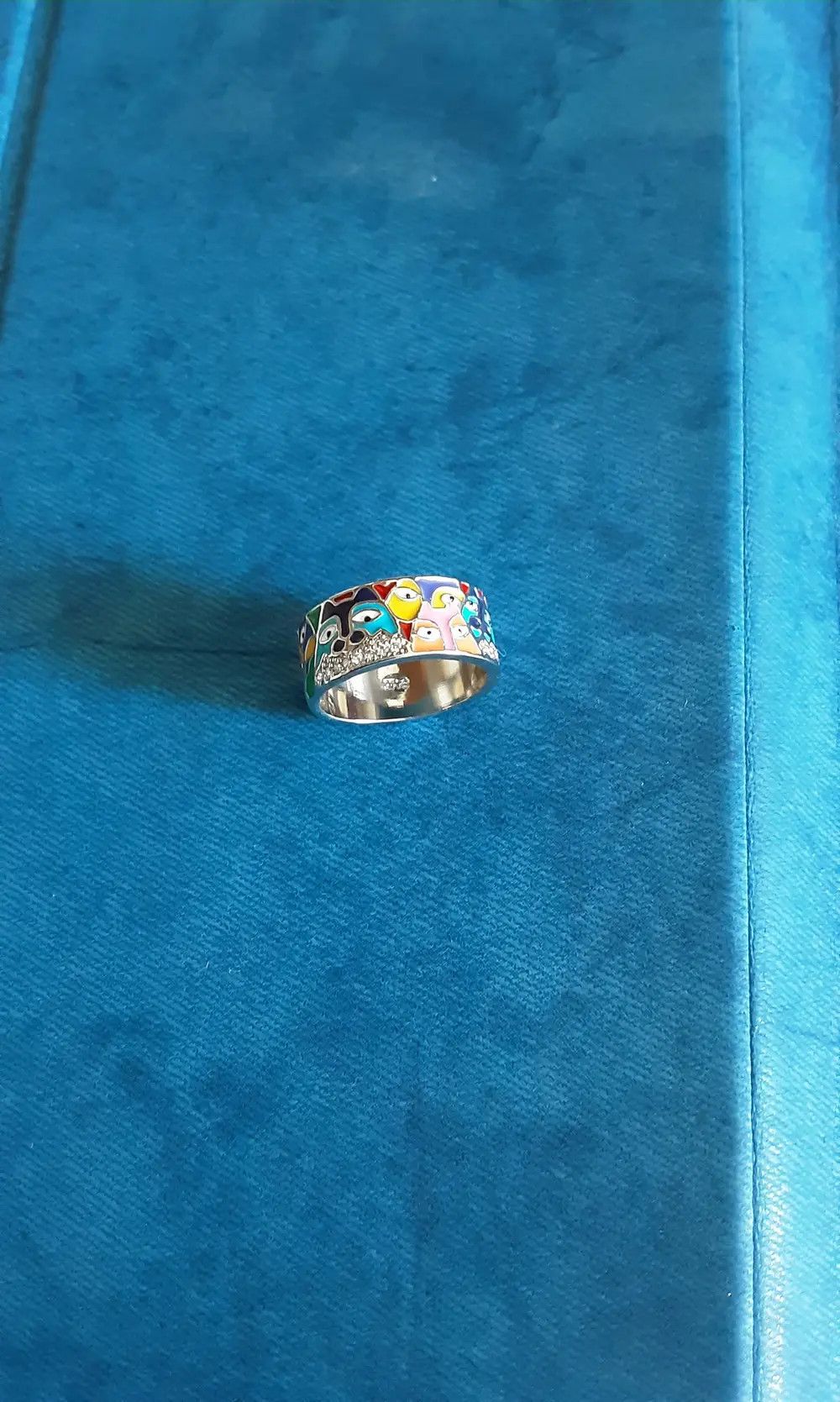 Jewelry Creative Handmade Enamel Face CZ Ring Size ONE SIZE - 4 Thumbnail