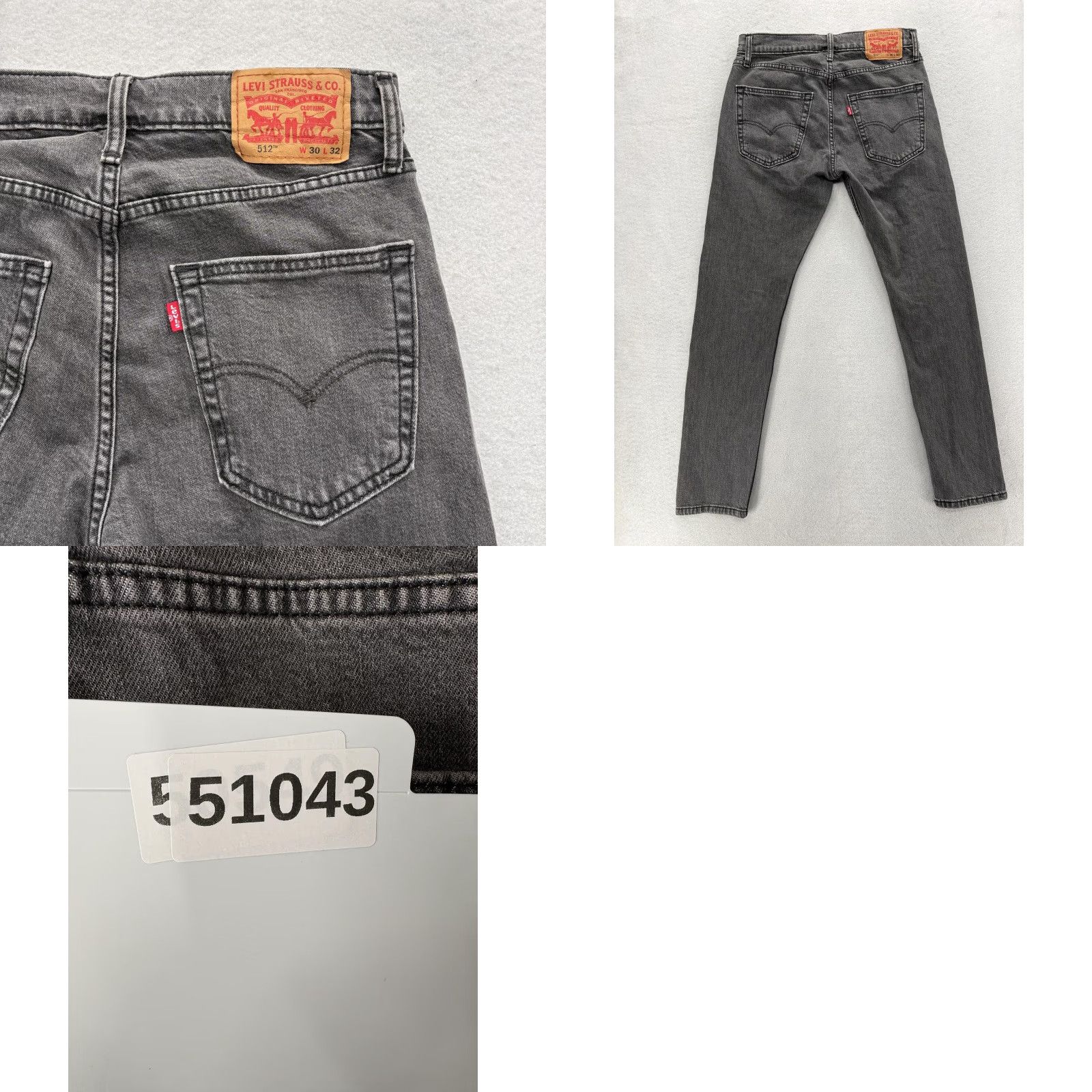 Levi's Levis 512 Jeans Mens 30x32 Gray Medium Wash Slim Tapered Denim Pants Suspenders? Size US 30 / EU 46 - 9 Thumbnail
