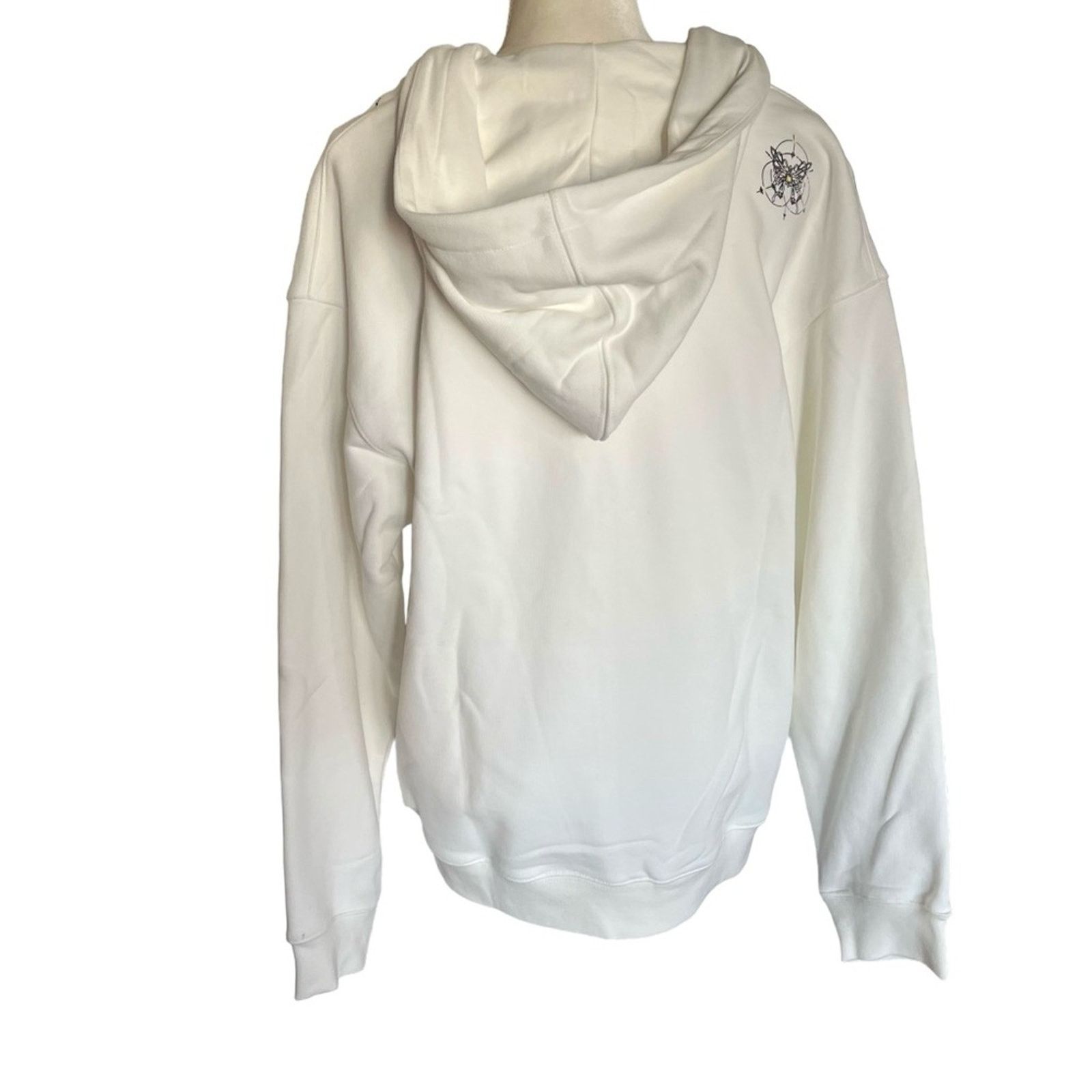 DISCOVERED Women's White Heavyweight Hoodie Butterfly DMCkal Fashion Size M / US 6-8 / IT 42-44 - 2 Thumbnail